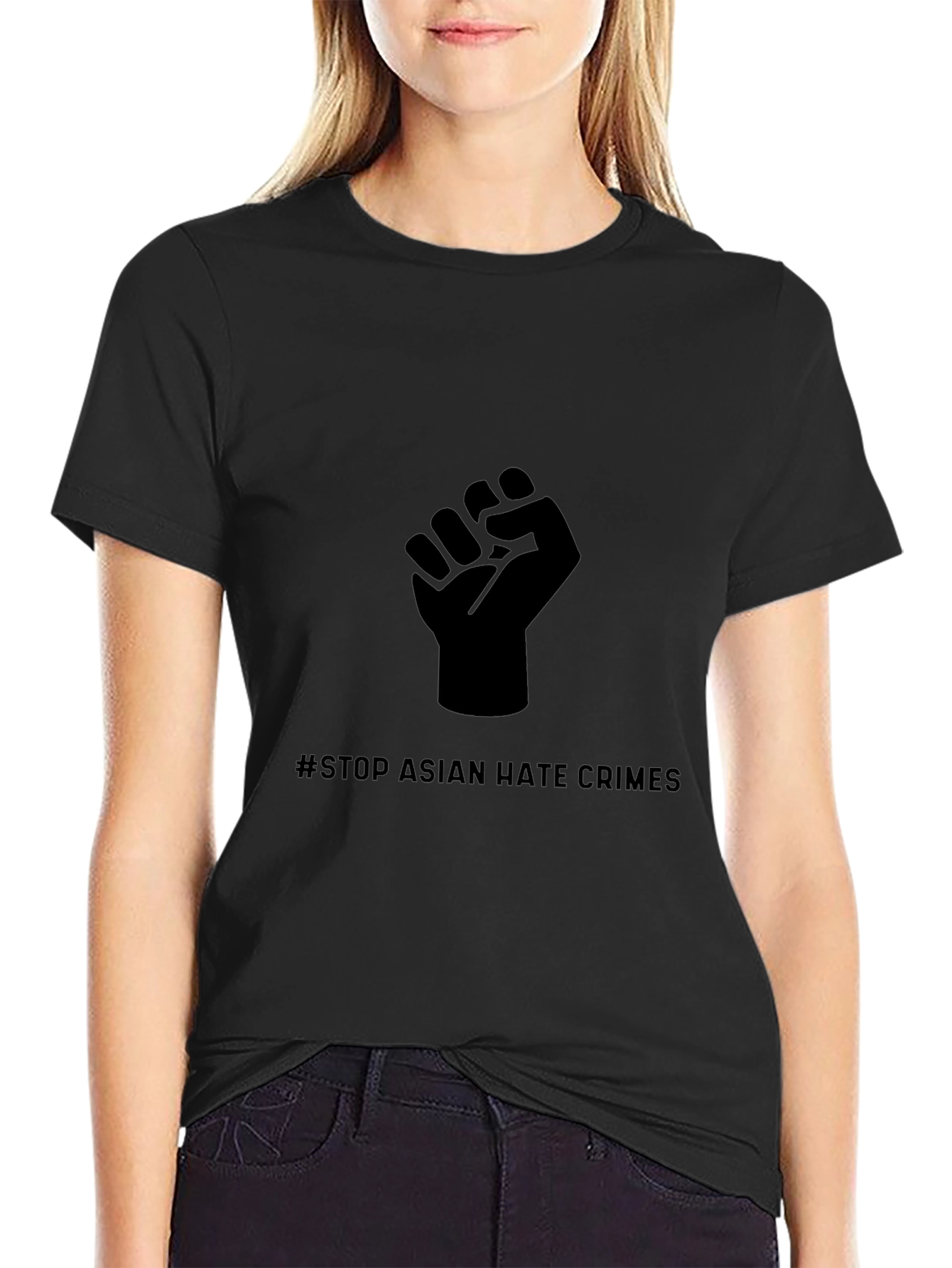 Stop Asian Hate Crimes Fist Black T-Shirt