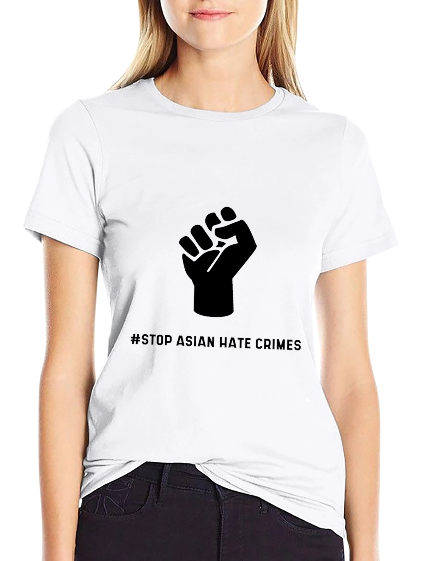 Stop Asian Hate Crimes Fist Black T-Shirt