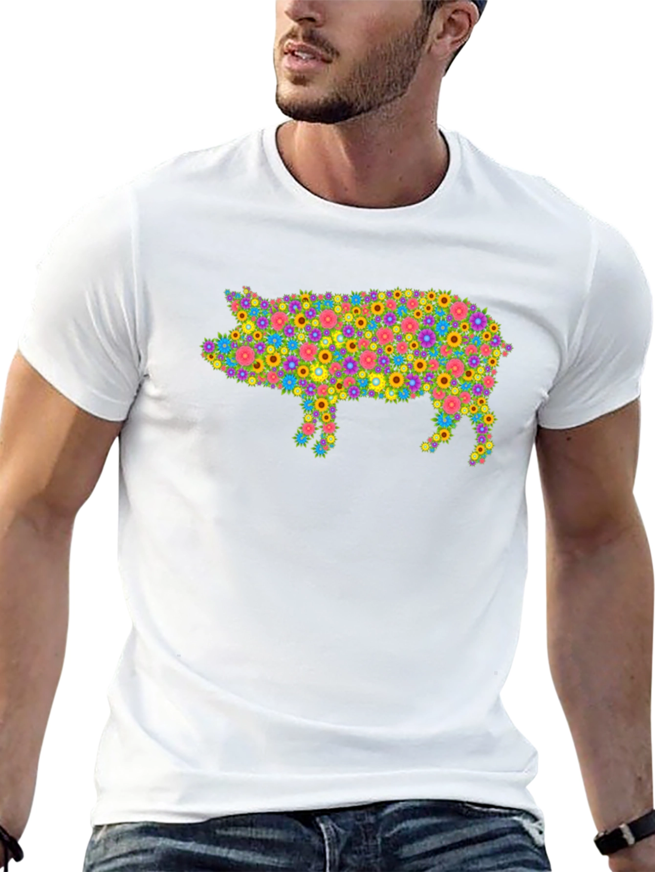 Floral Pig Graphic T-Shirt - Unique & Stylish