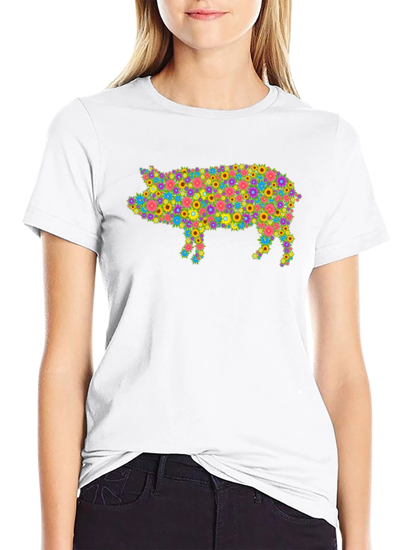 Floral Pig Graphic T-Shirt - Unique & Stylish