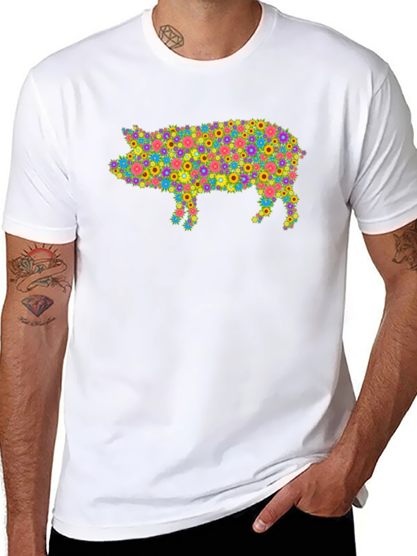 Floral Pig Graphic T-Shirt - Unique & Stylish