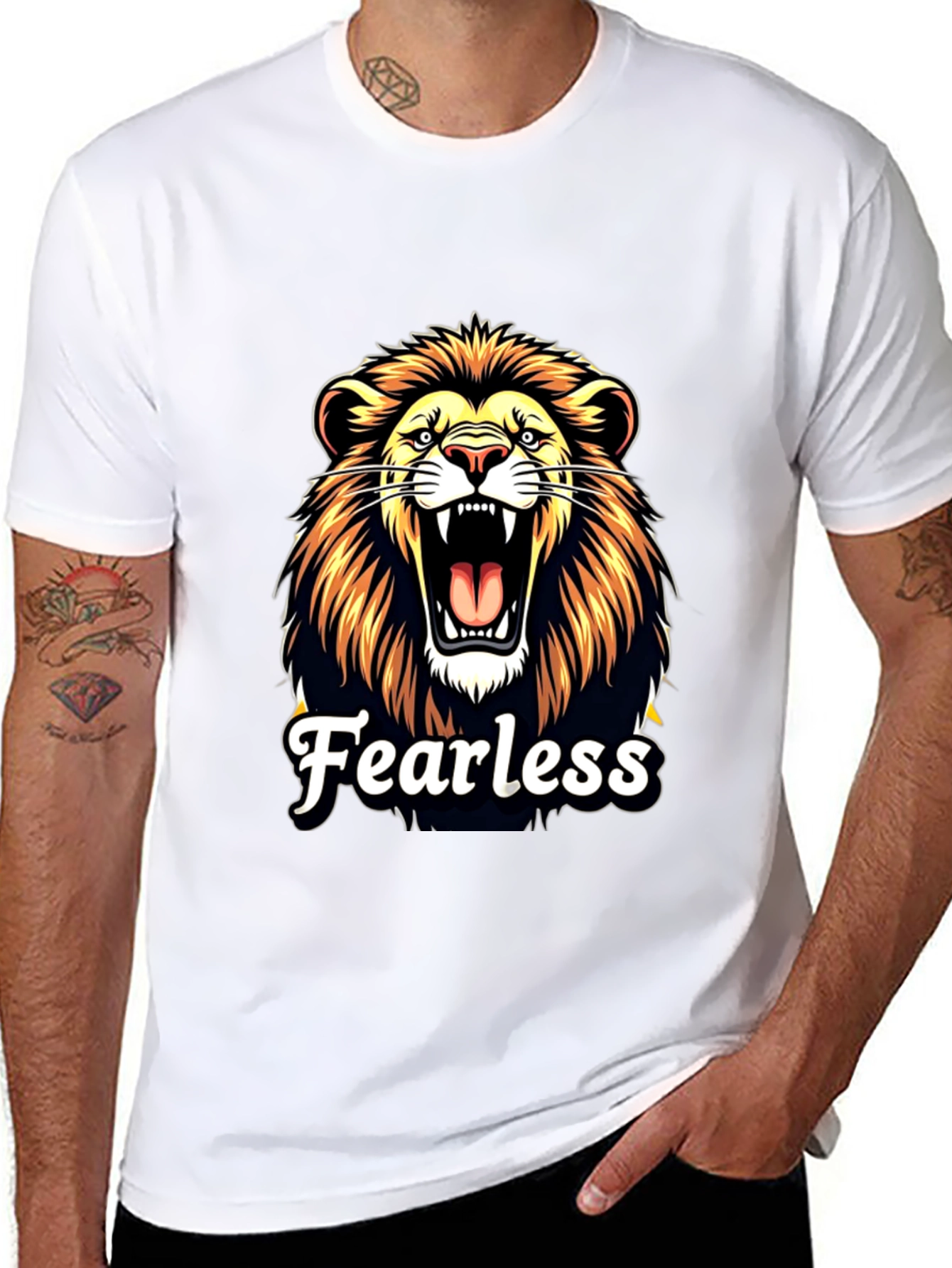 Fearless Lion Graphic Black T-Shirt