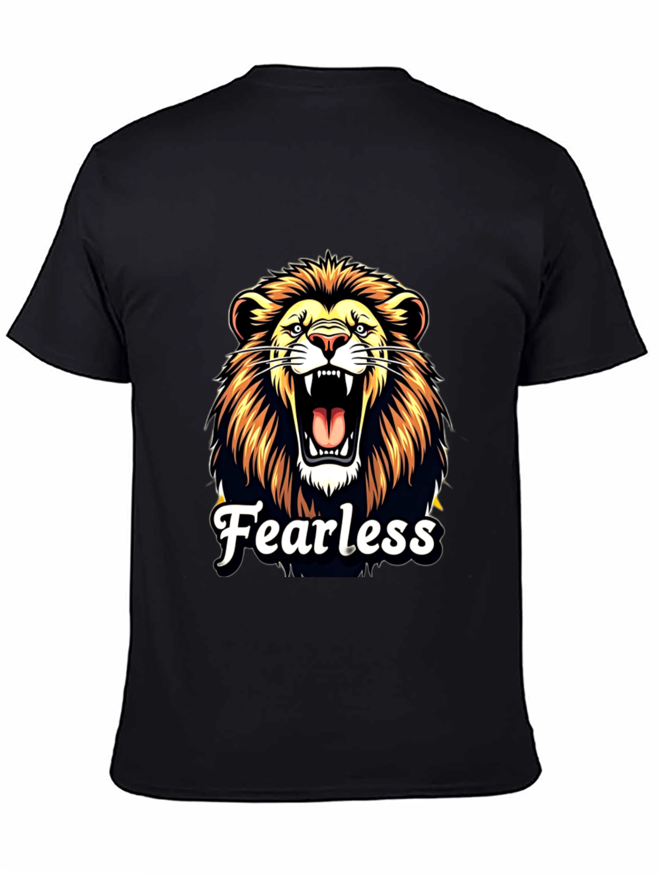 Fearless Lion Graphic Black T-Shirt