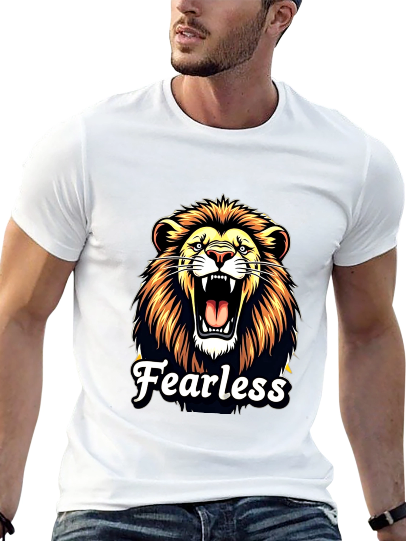 Fearless Lion Graphic Black T-Shirt