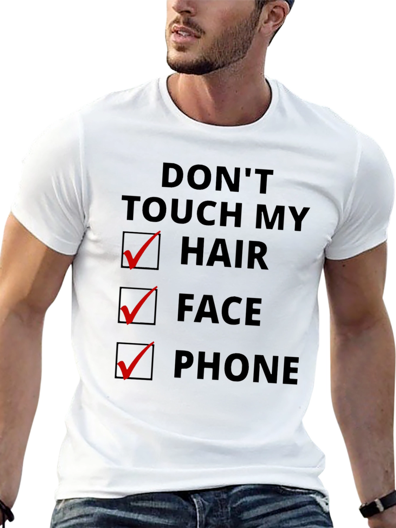 Dont Touch My Hair Face Phone Graphic T-Shirt