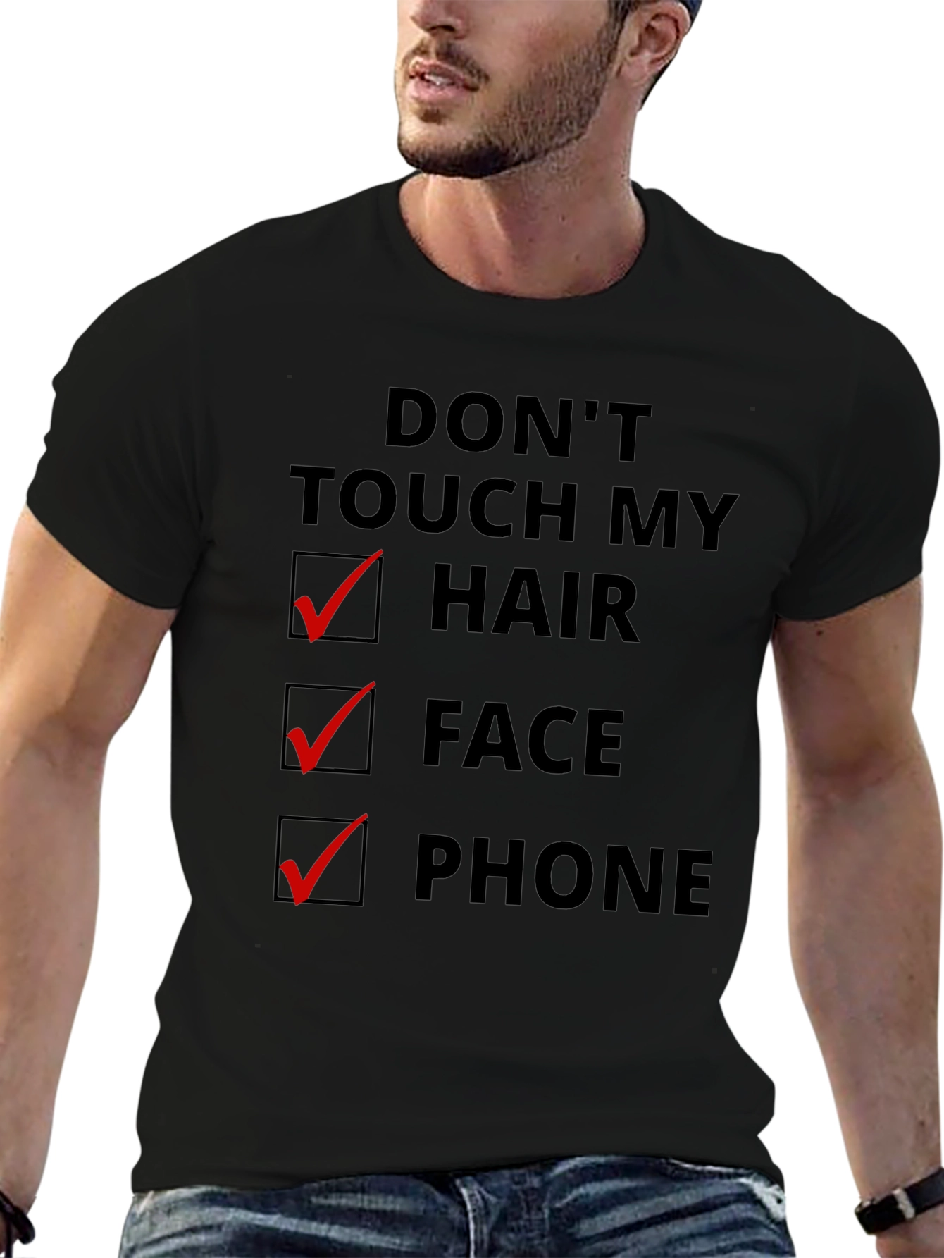 Dont Touch My Hair Face Phone Graphic T-Shirt