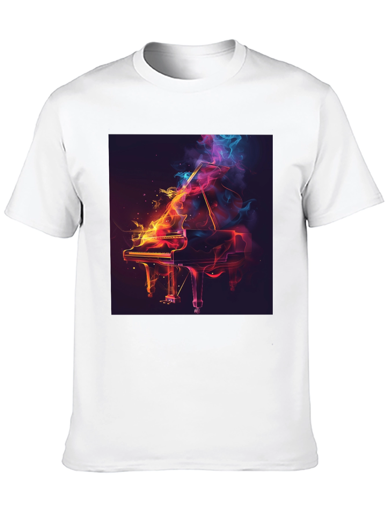 Fiery Piano Graphic T-Shirt - Artistic Music Lover Tee