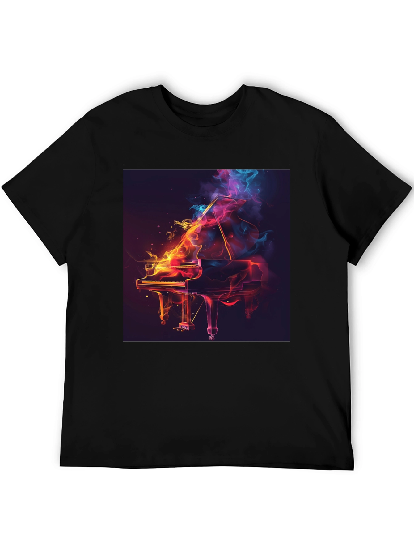 Fiery Piano Graphic T-Shirt - Artistic Music Lover Tee