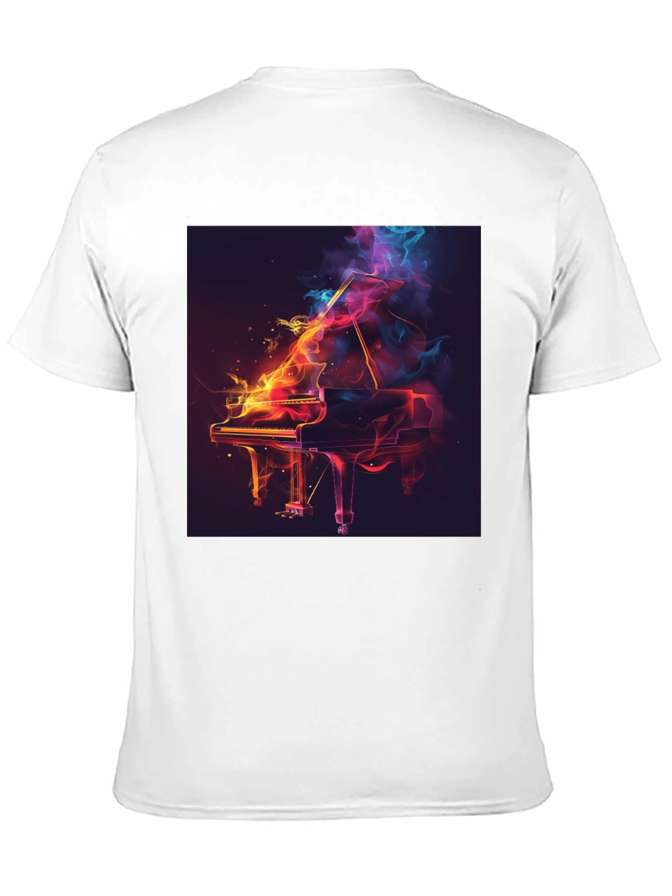 Fiery Piano Graphic T-Shirt - Artistic Music Lover Tee