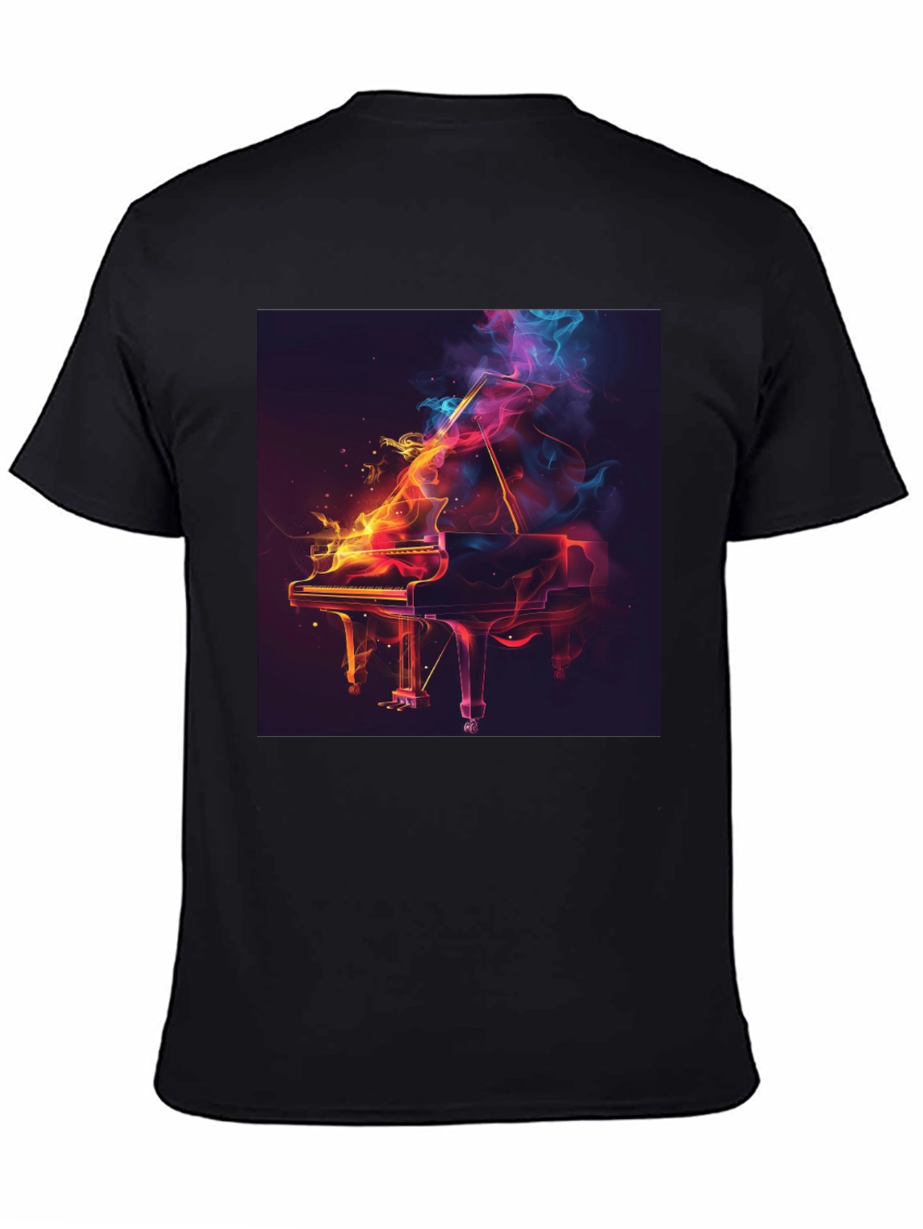 Fiery Piano Graphic T-Shirt - Artistic Music Lover Tee
