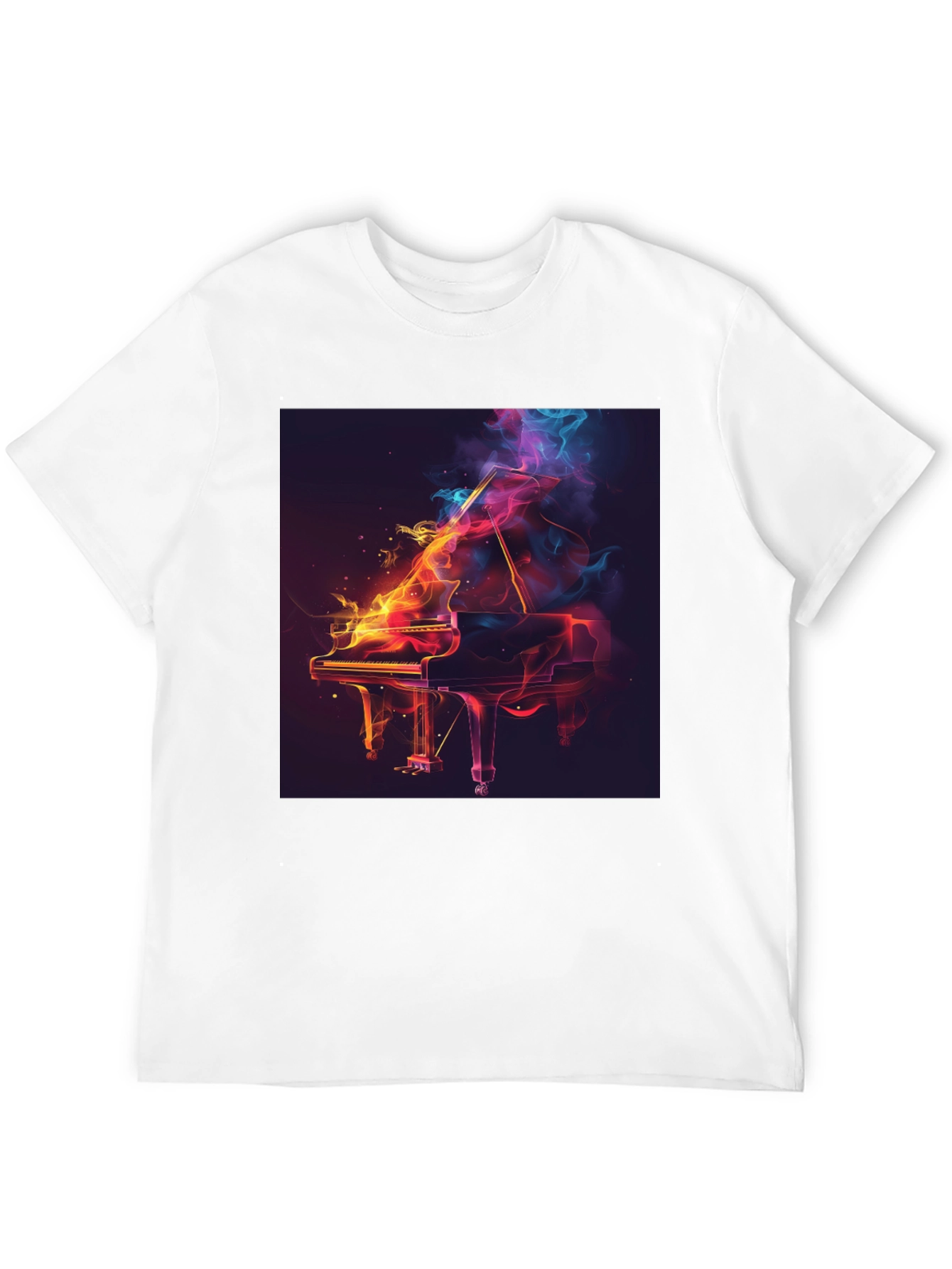 Fiery Piano Graphic T-Shirt - Artistic Music Lover Tee