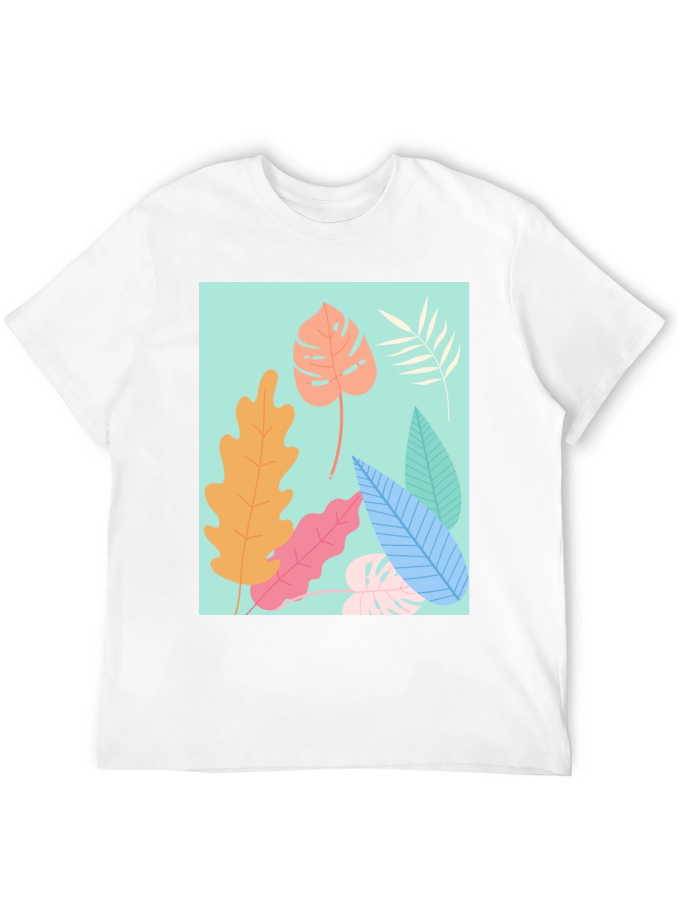 Tropical Leaves Graphic Tee - Black Cotton T-Shirt