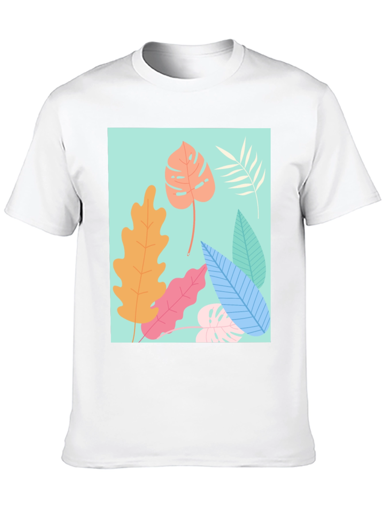 Tropical Leaves Graphic Tee - Black Cotton T-Shirt