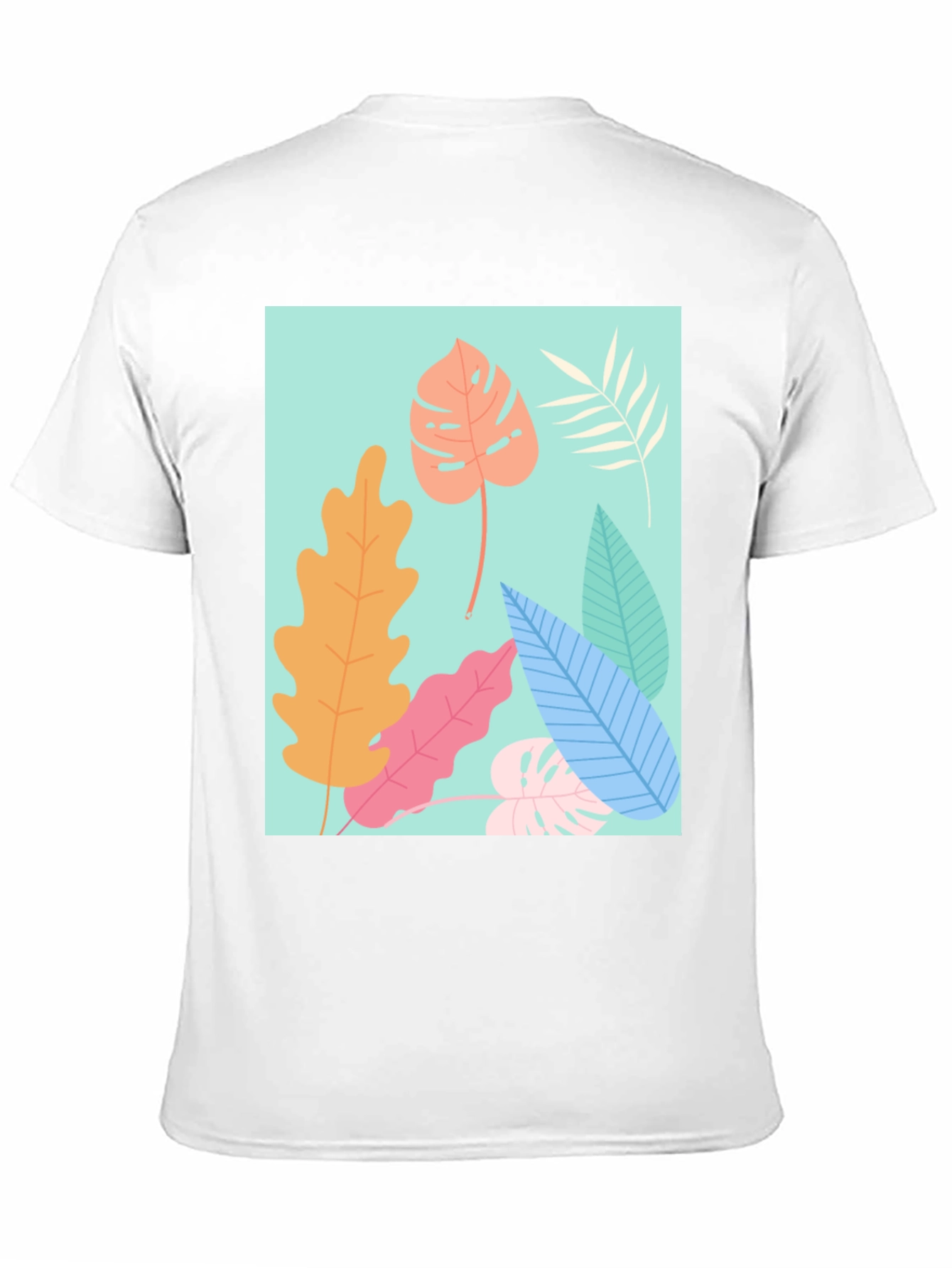 Tropical Leaves Graphic Tee - Black Cotton T-Shirt