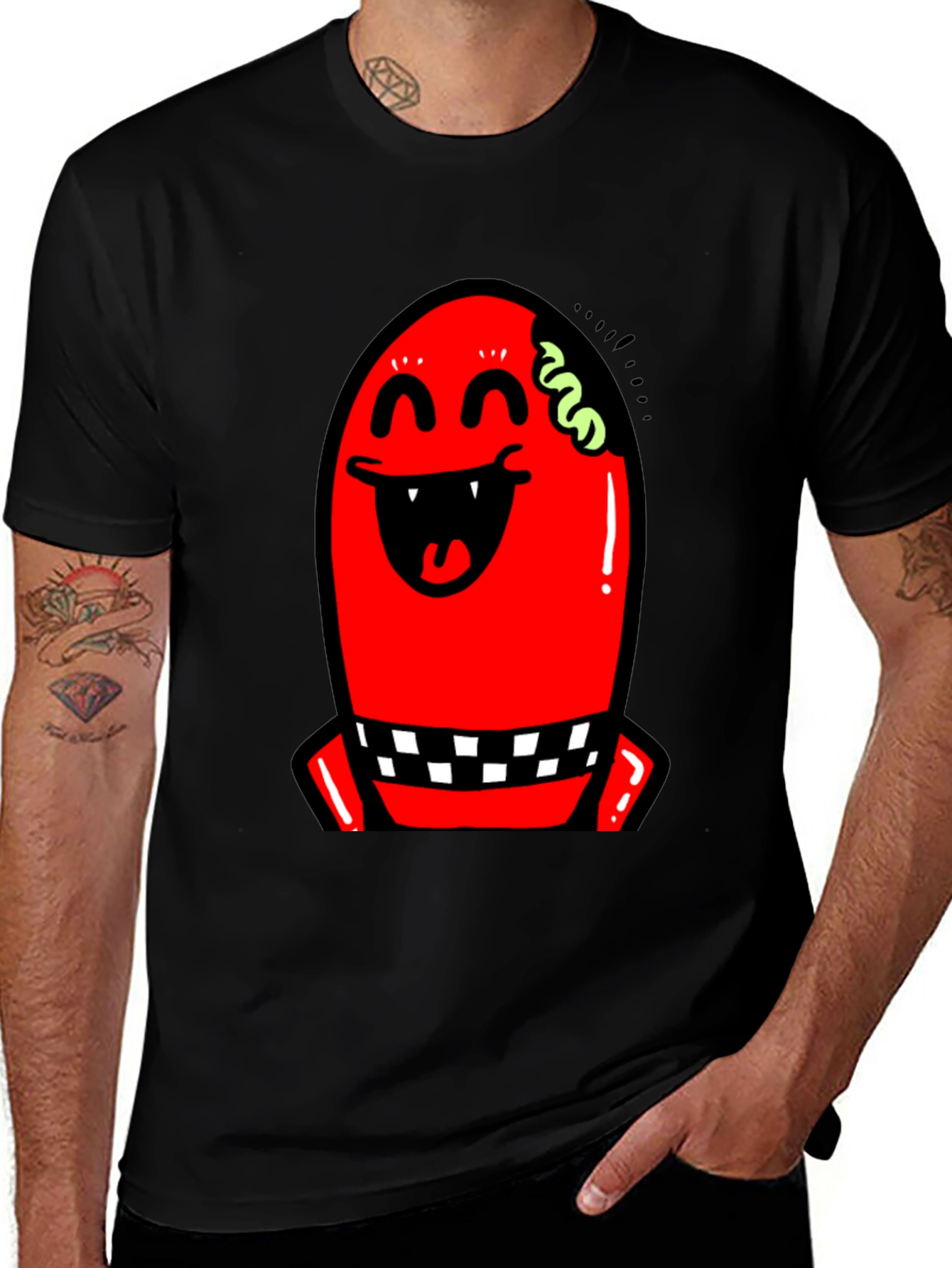 Red Monster Graphic Black T-Shirt