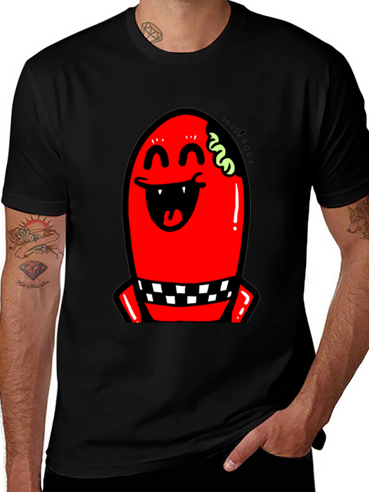 Red Monster Graphic Black T-Shirt