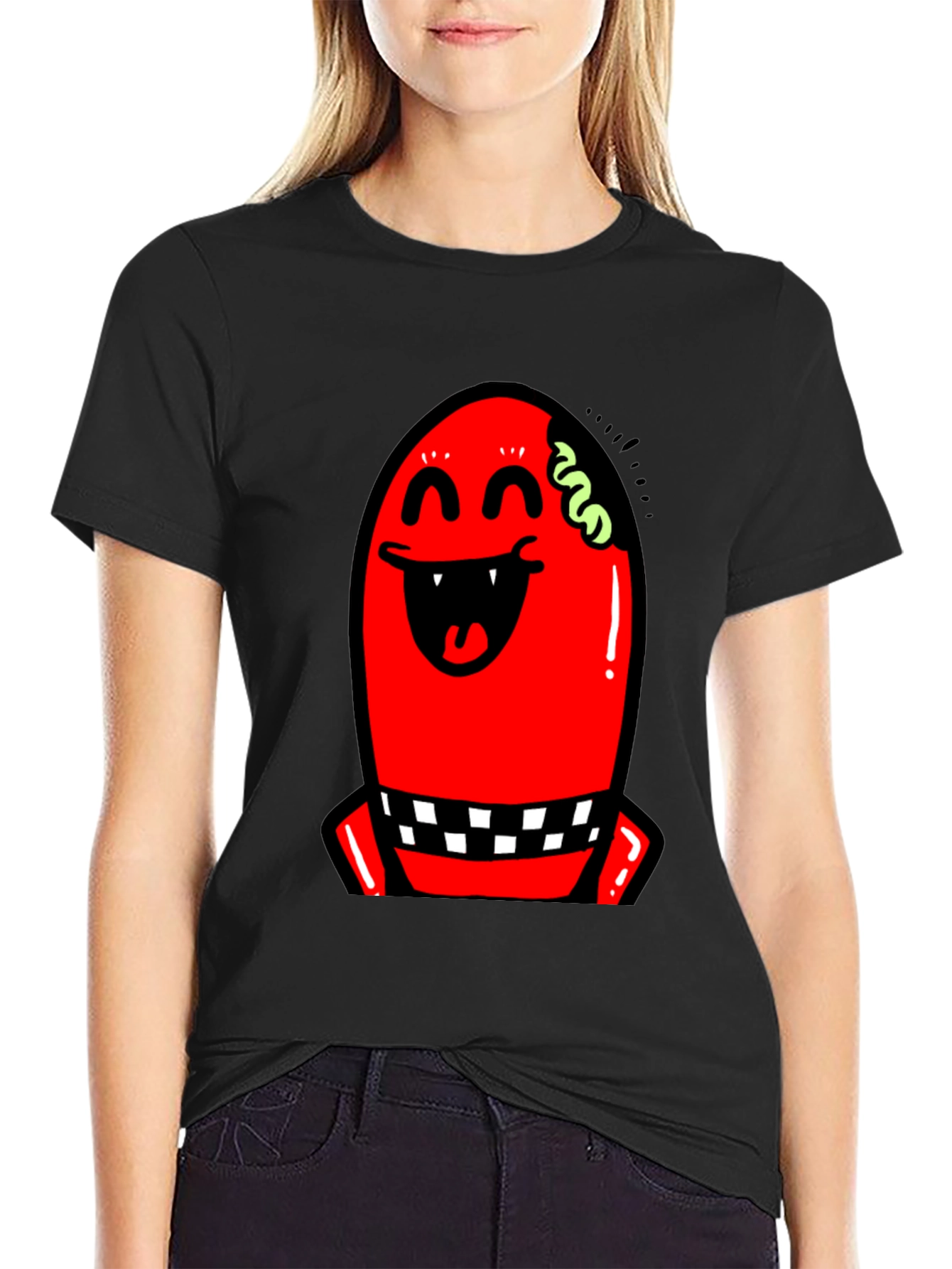 Red Monster Graphic Black T-Shirt