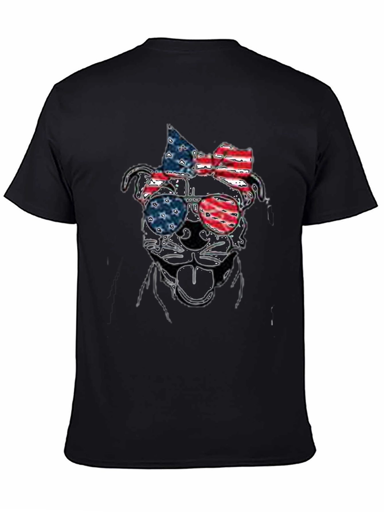 Patriotic Dog T-Shirt - USA Flag Sunglasses & Bow