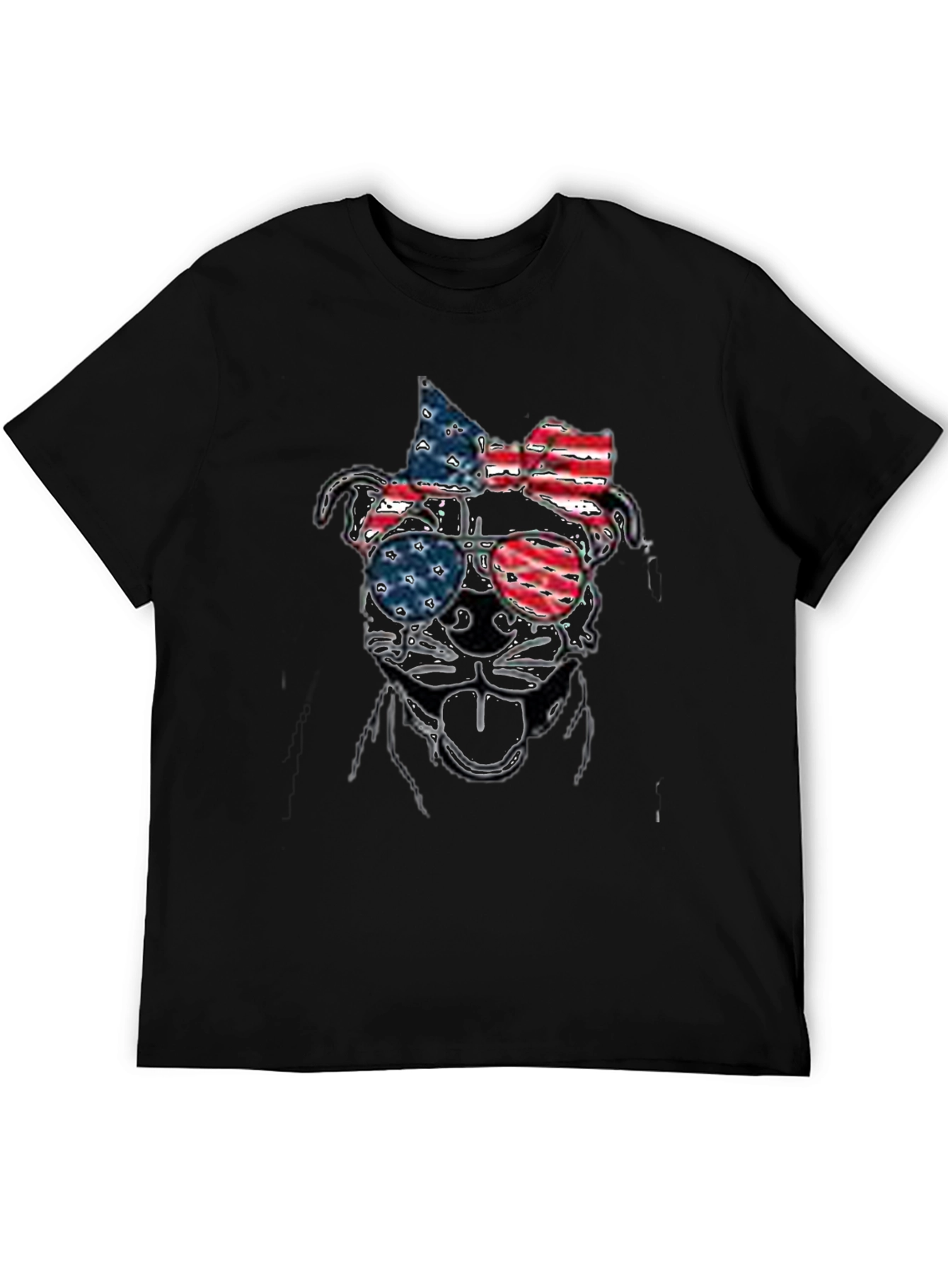 Patriotic Dog T-Shirt - USA Flag Sunglasses & Bow