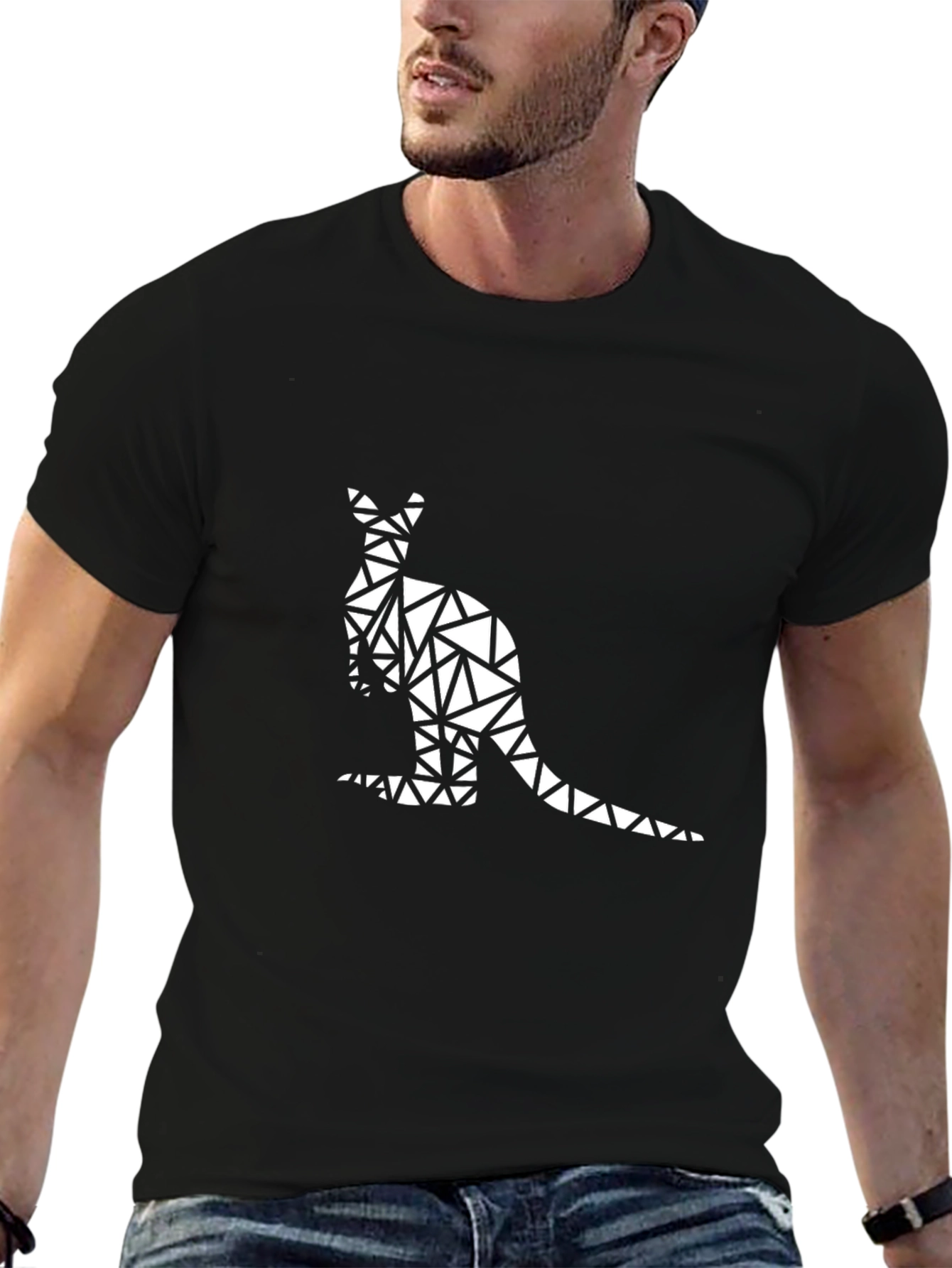 Geometric Kangaroo Graphic Tee - Modern Style