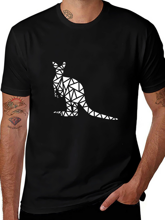 Geometric Kangaroo Graphic Tee - Modern Style