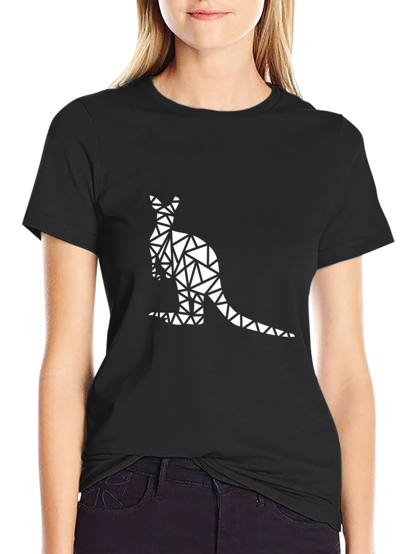 Geometric Kangaroo Graphic Tee - Modern Style