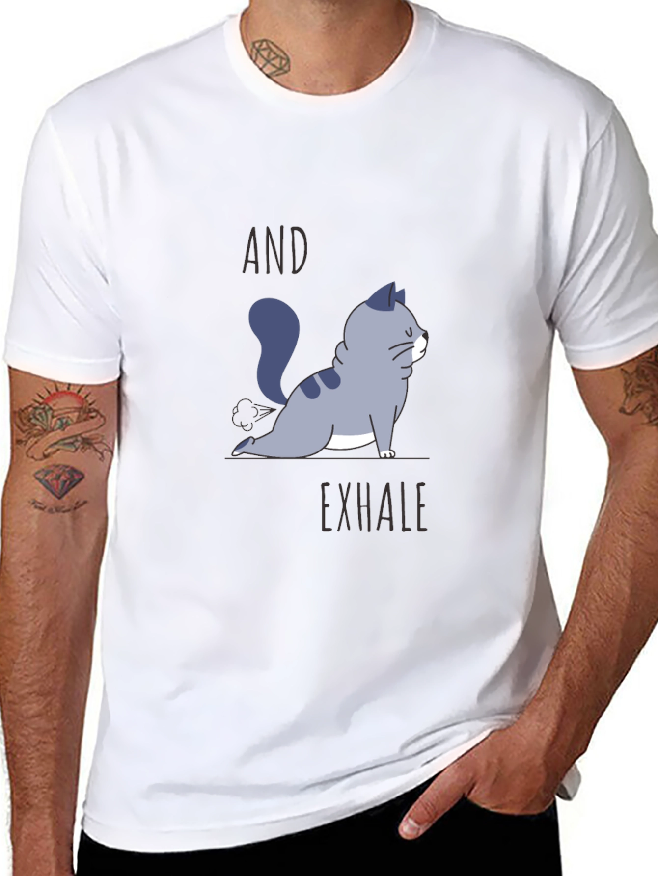Yoga Cat T-Shirt - And Exhale Graphic Tee