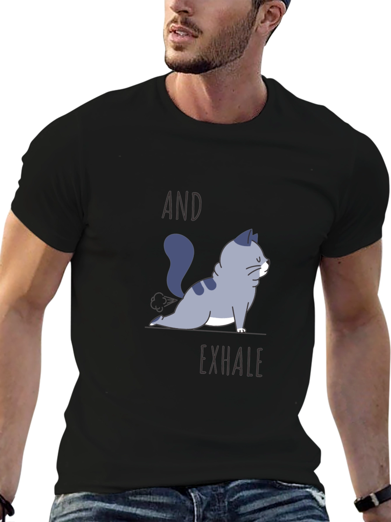 Yoga Cat T-Shirt - And Exhale Graphic Tee