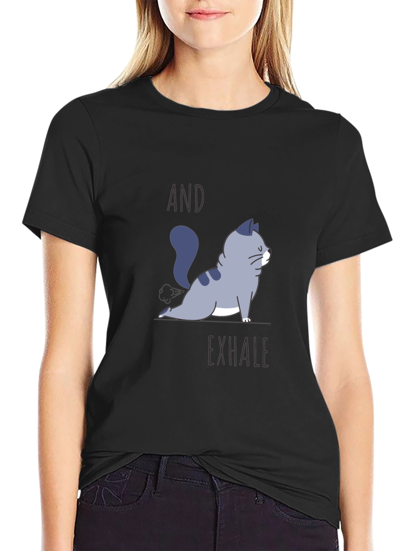 Yoga Cat T-Shirt - And Exhale Graphic Tee