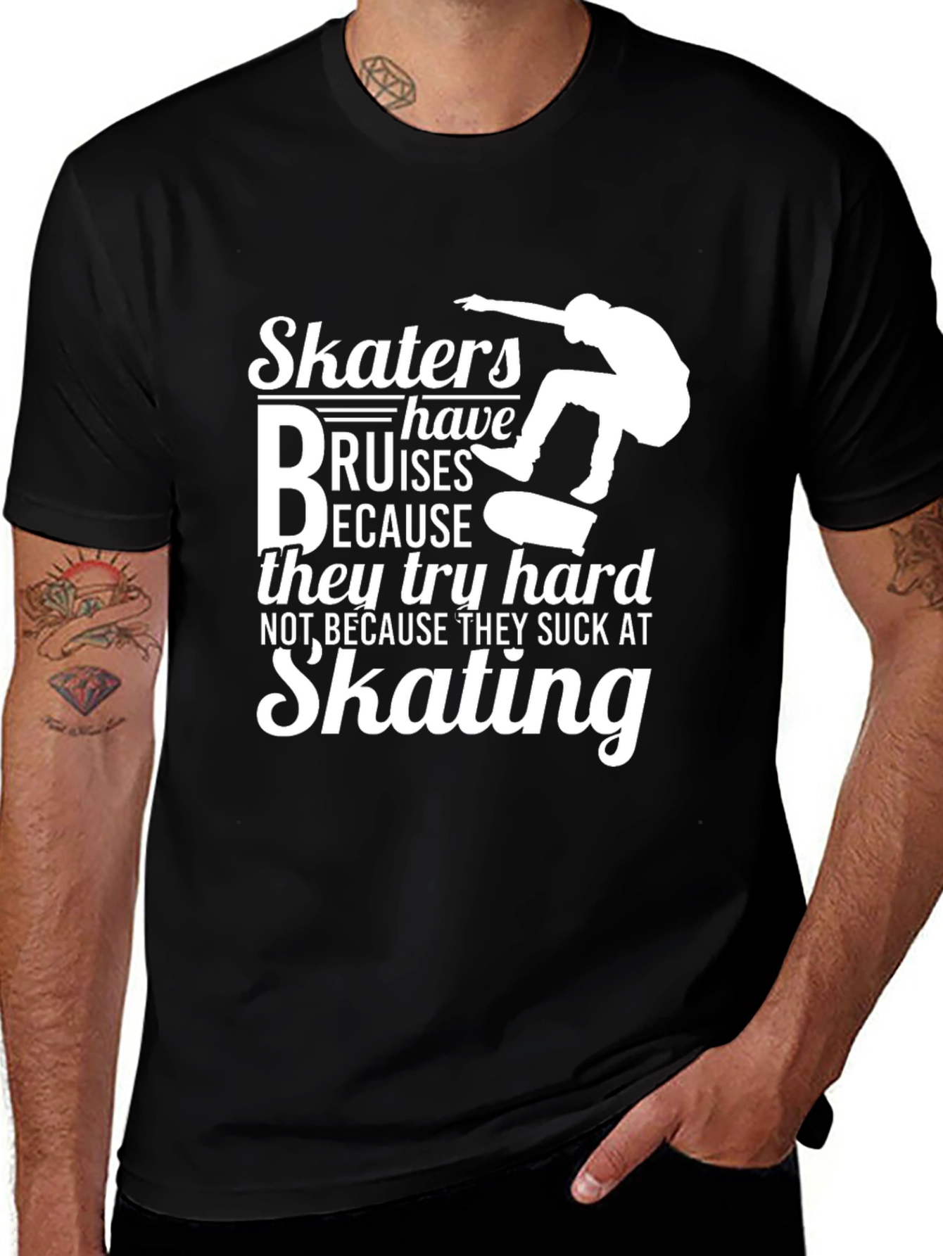 Skater Bruises Graphic Tee - Black Unisex Shirt