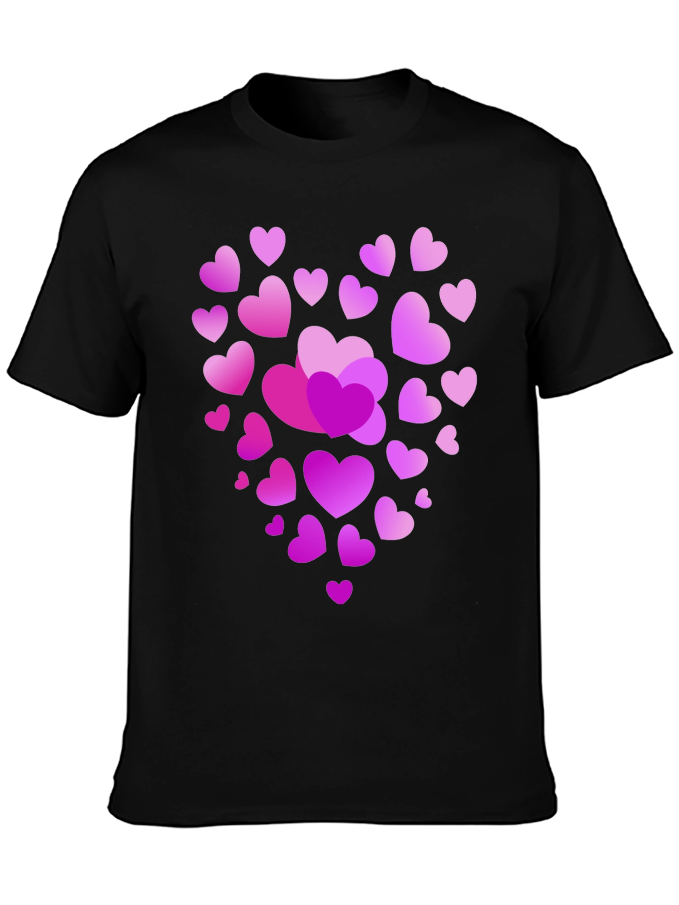 Heart Print Black T-Shirt