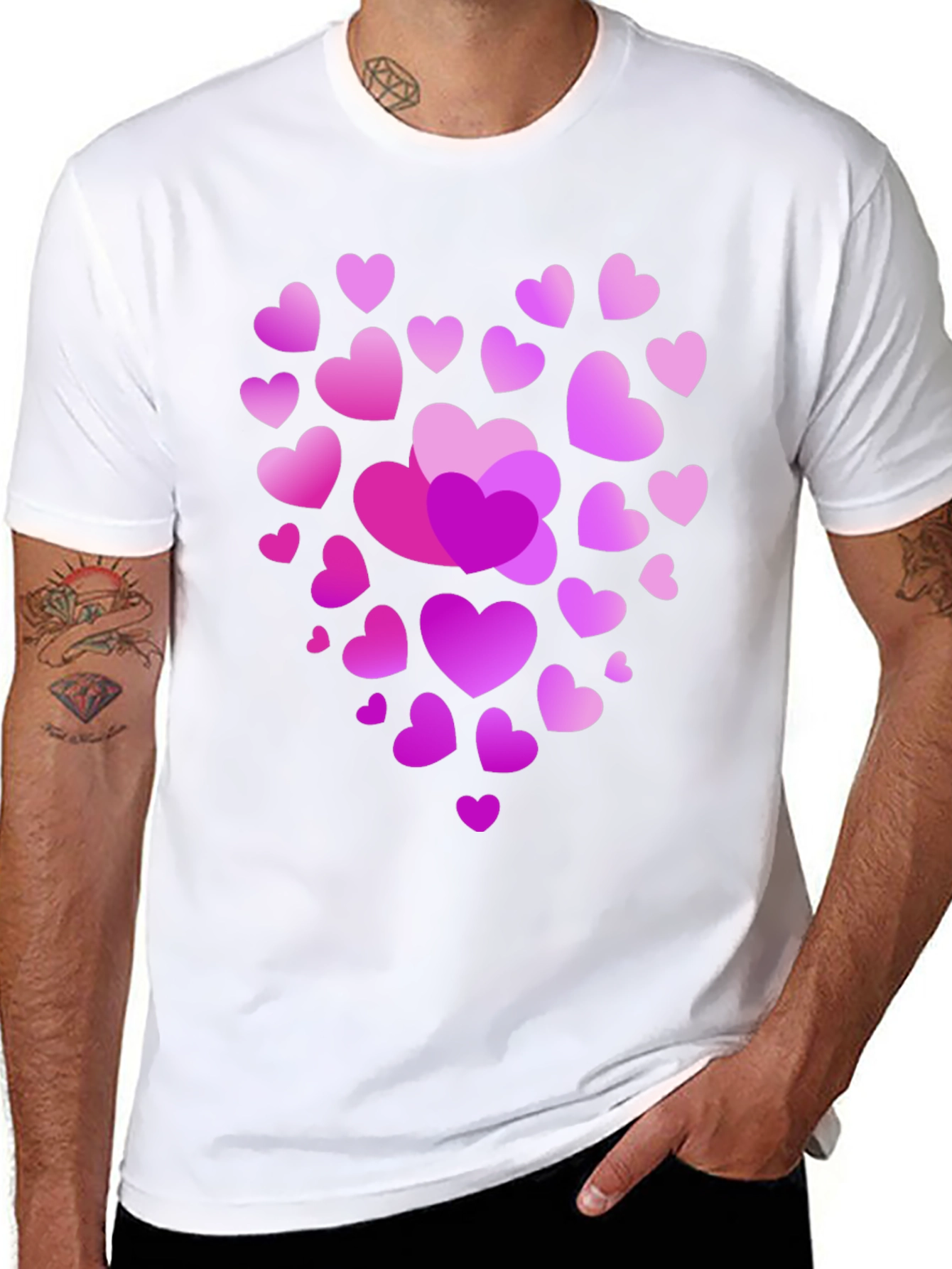 Heart Print Black T-Shirt