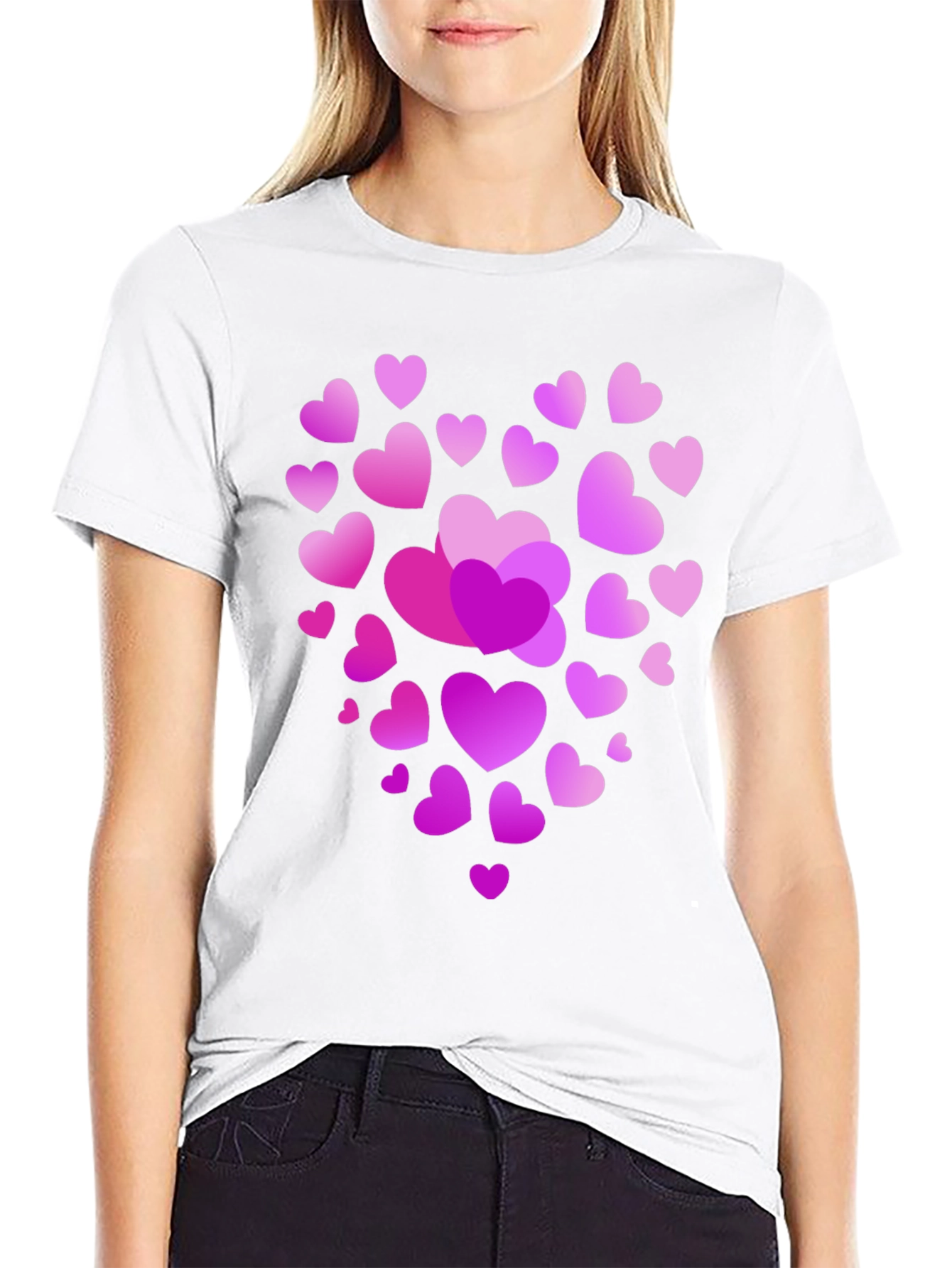 Heart Print Black T-Shirt