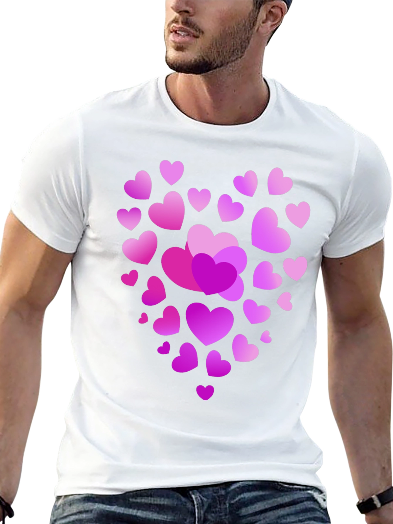 Heart Print Black T-Shirt