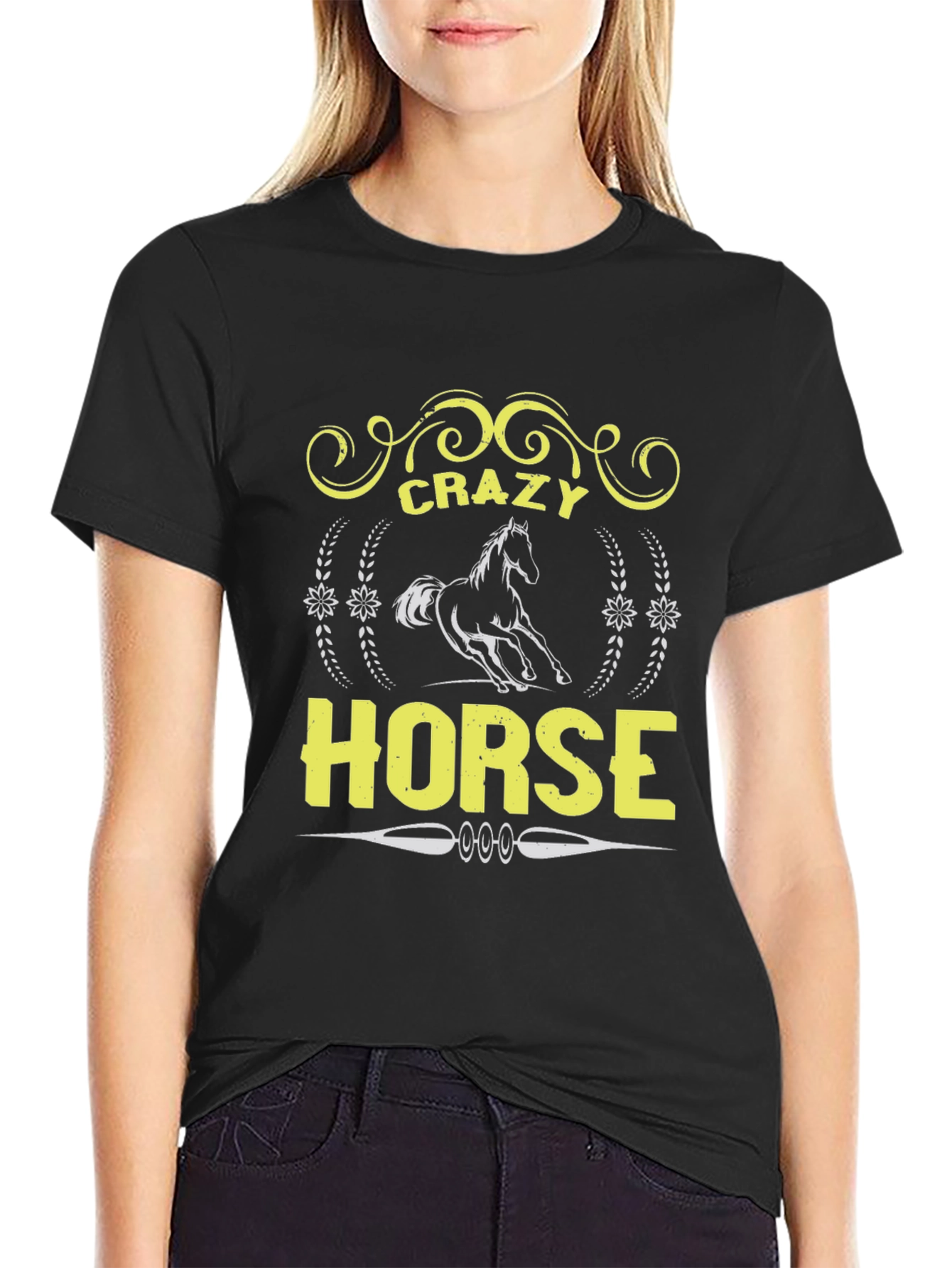 Crazy Horse Graphic Tee - Unisex Black T-Shirt