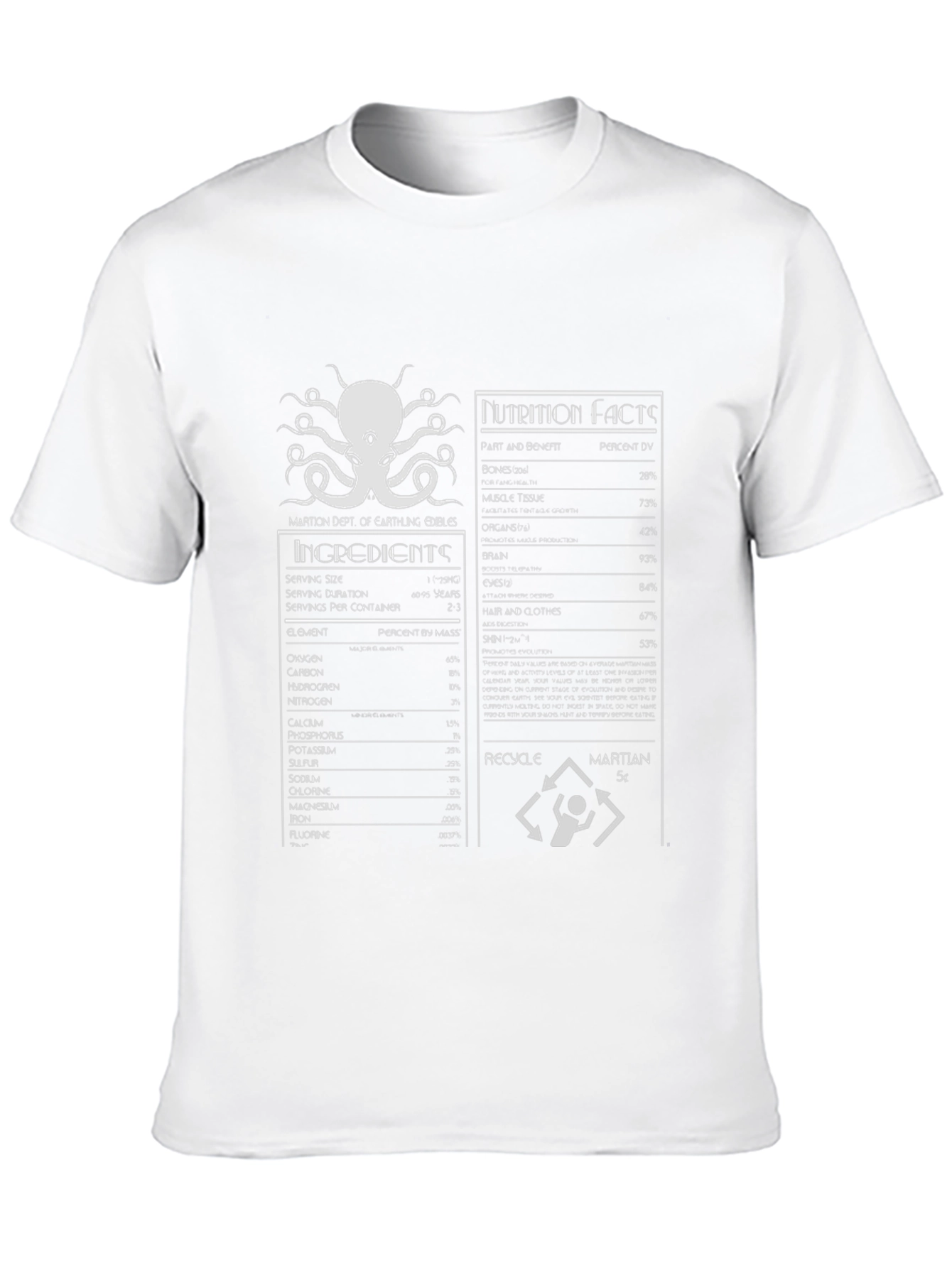Martian Nutrition Facts Graphic T-Shirt
