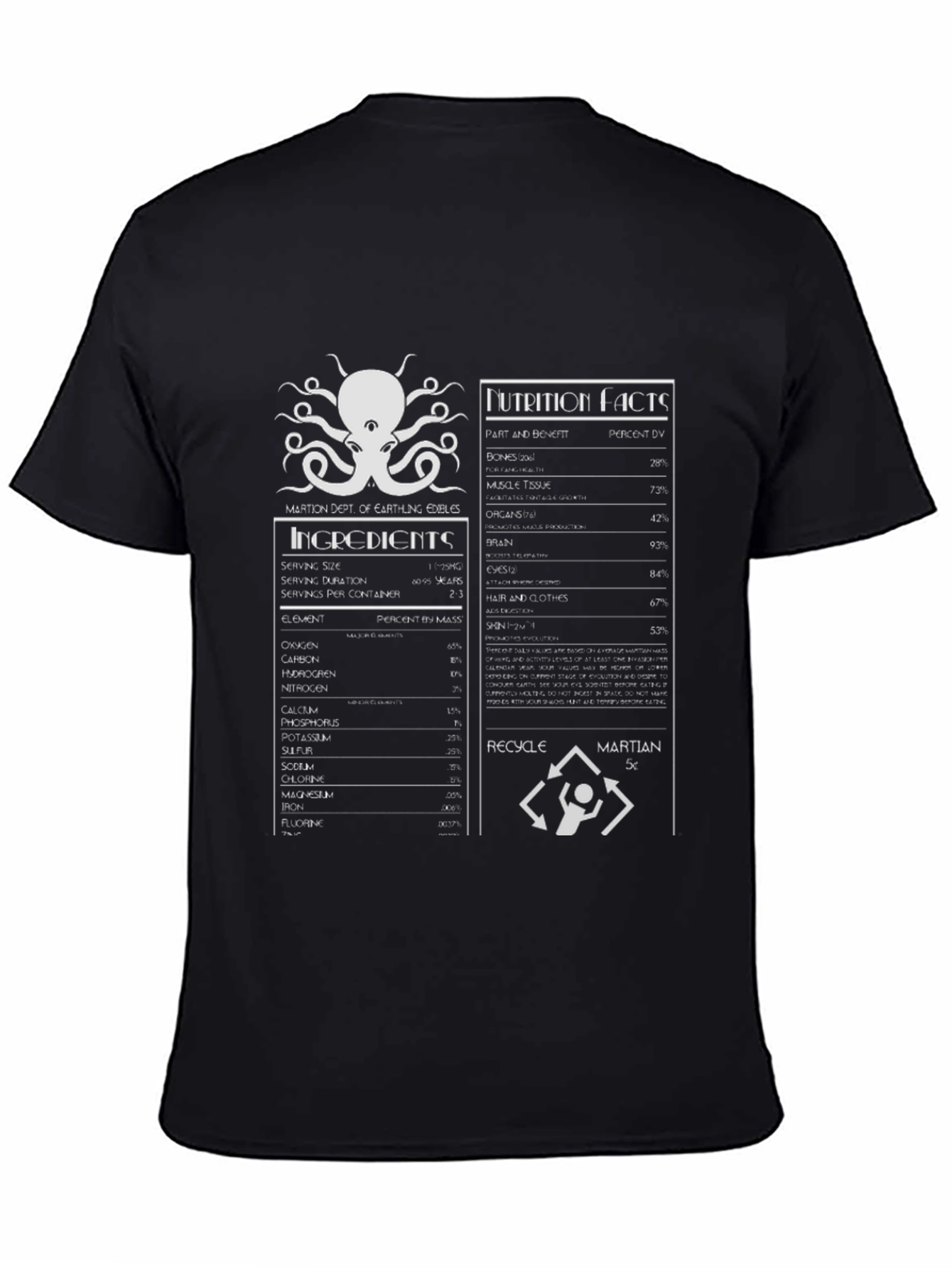 Martian Nutrition Facts Graphic T-Shirt