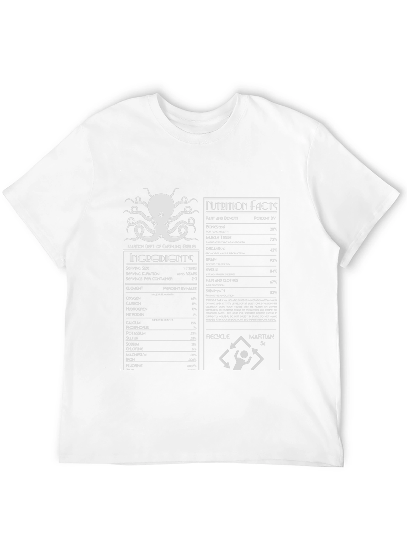 Martian Nutrition Facts Graphic T-Shirt