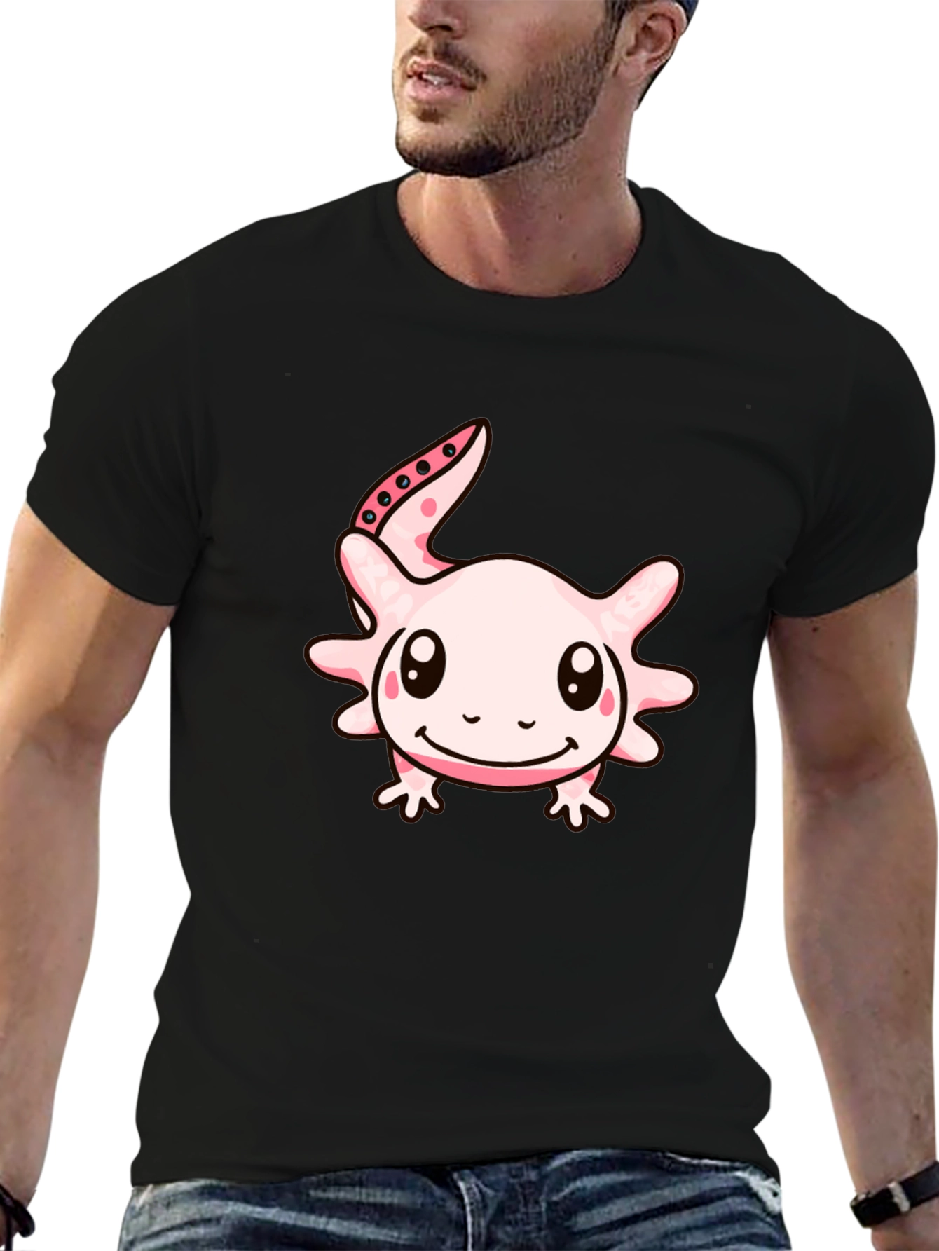 Axolotl Cartoon T-Shirt - Black