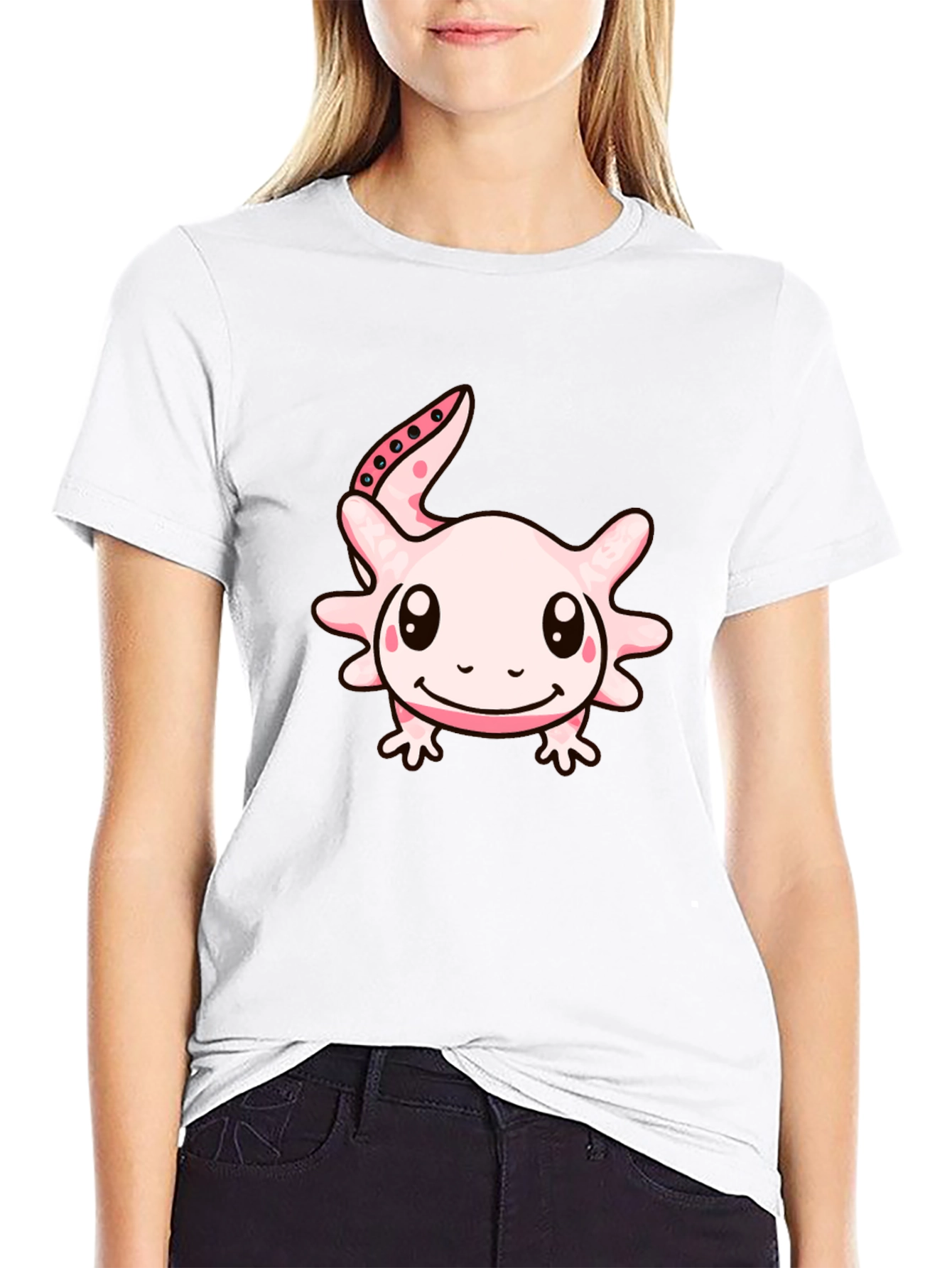 Axolotl Cartoon T-Shirt - Black