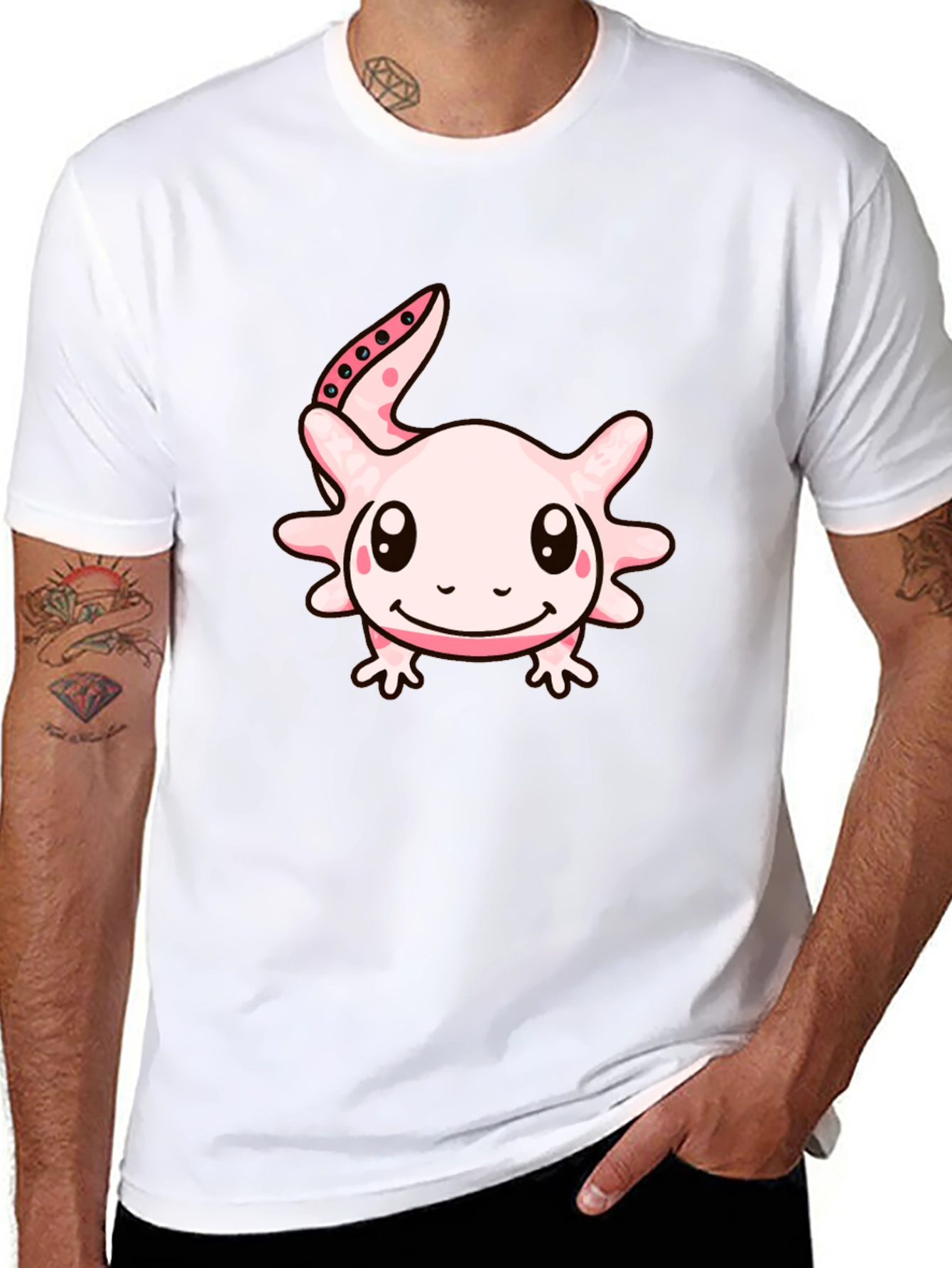Axolotl Cartoon T-Shirt - Black