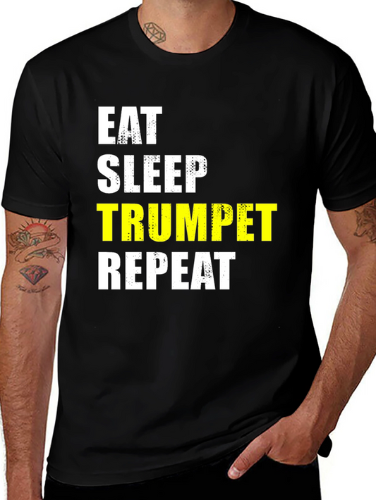 Eat Sleep Trumpet Repeat Black T-Shirt