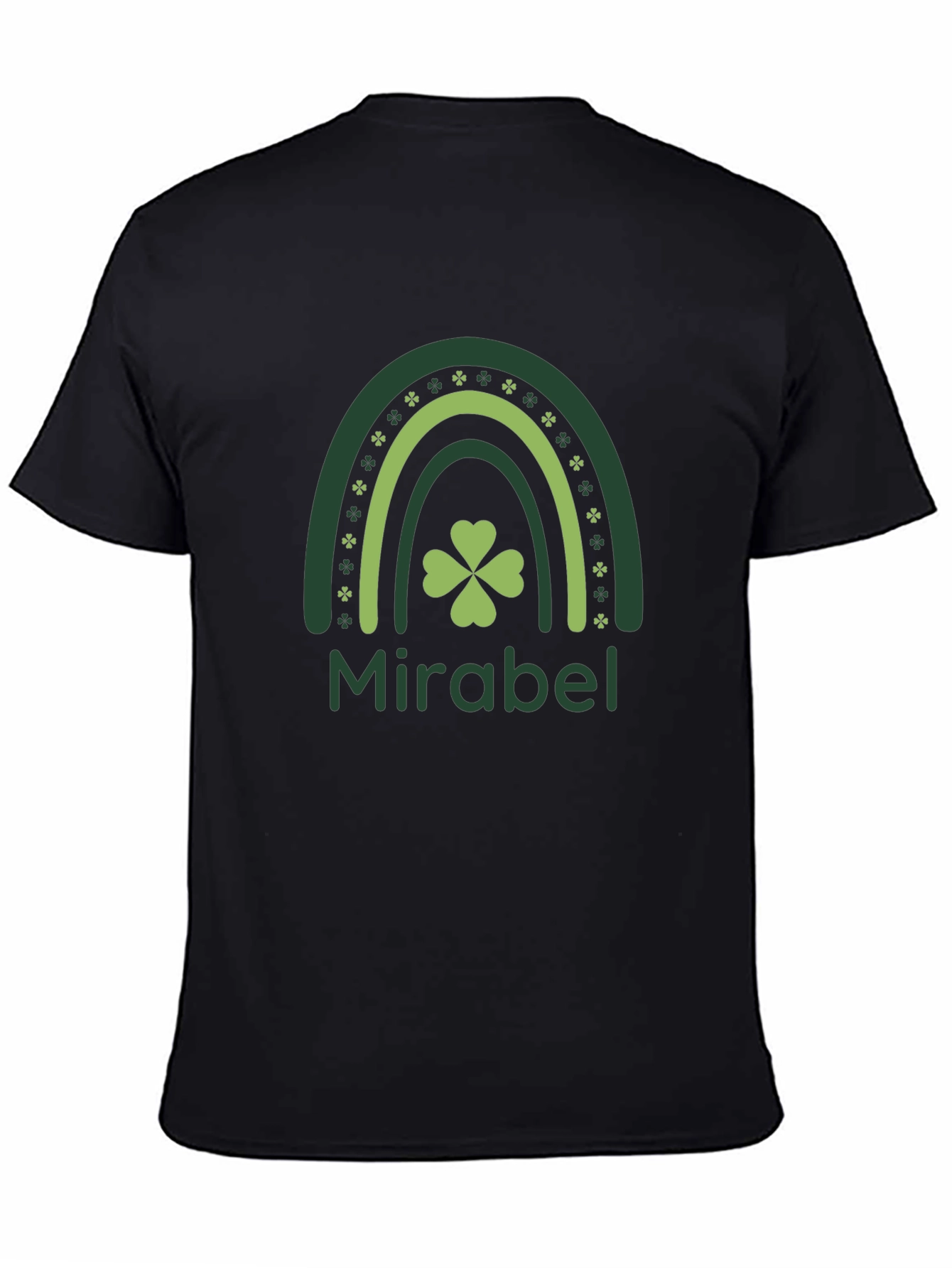 St. Patricks Day Mirabel Clover Rainbow Black T-Shirt