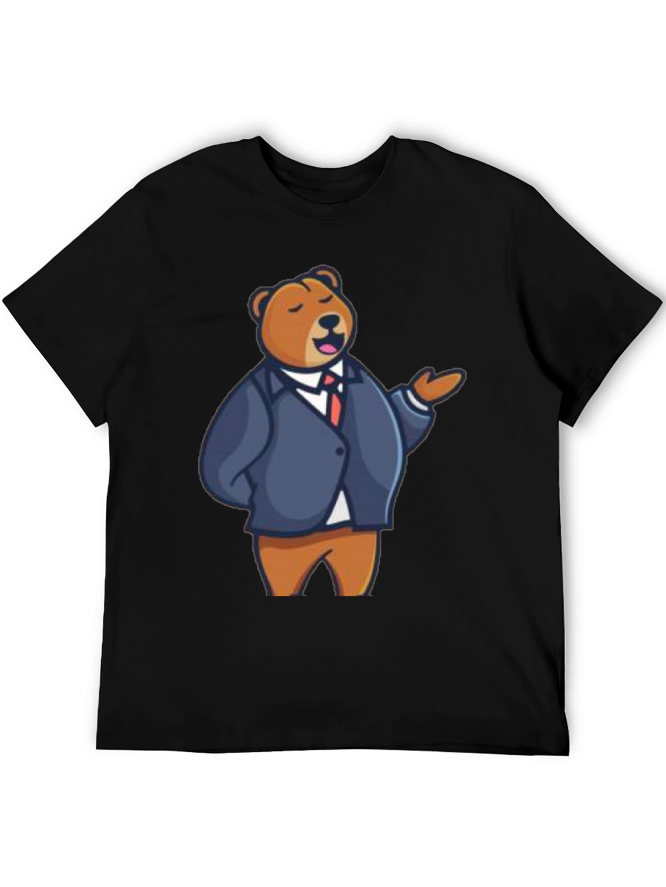 Bear in Suit Graphic Tee - Black T-Shirt