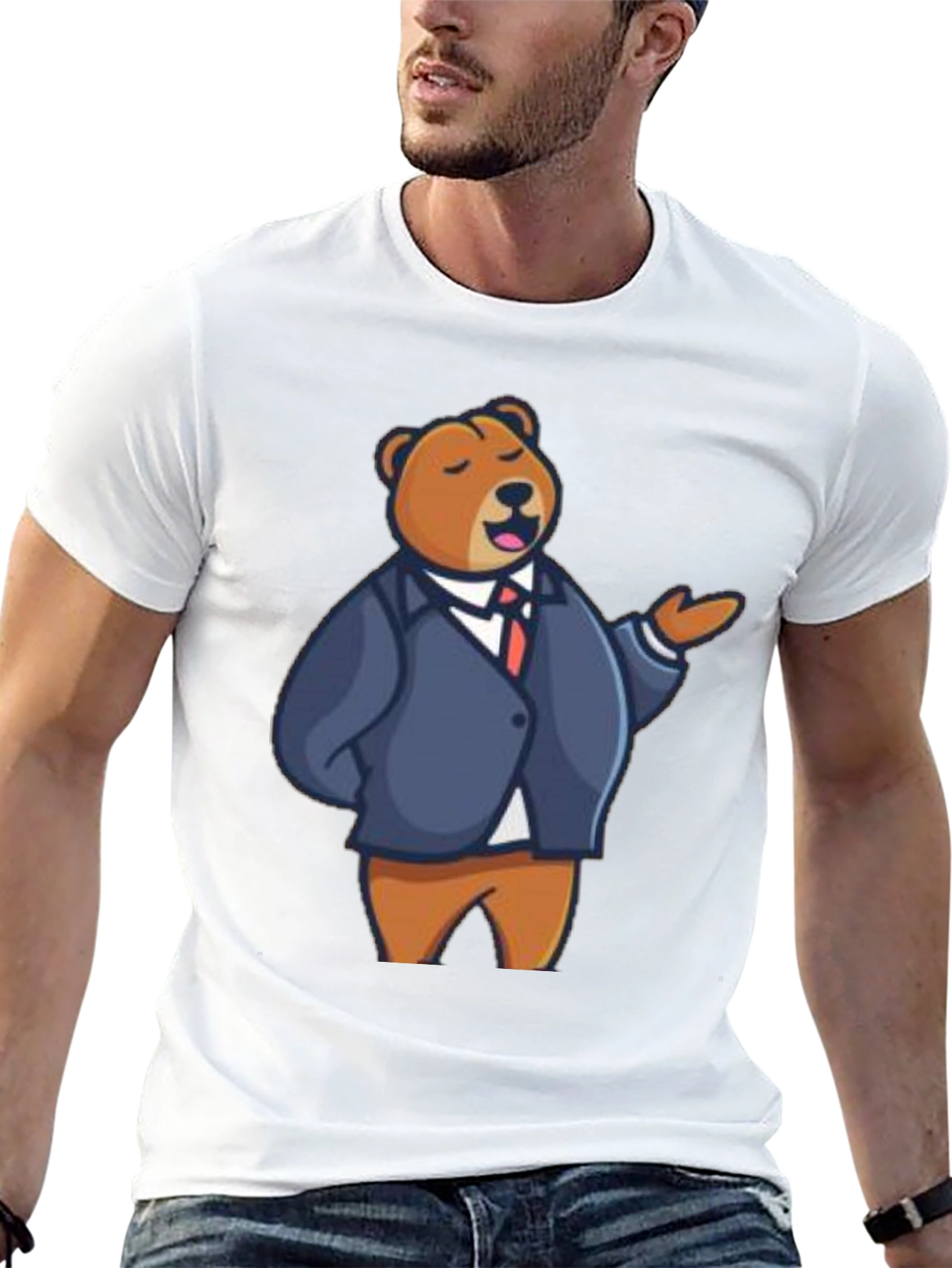 Bear in Suit Graphic Tee - Black T-Shirt