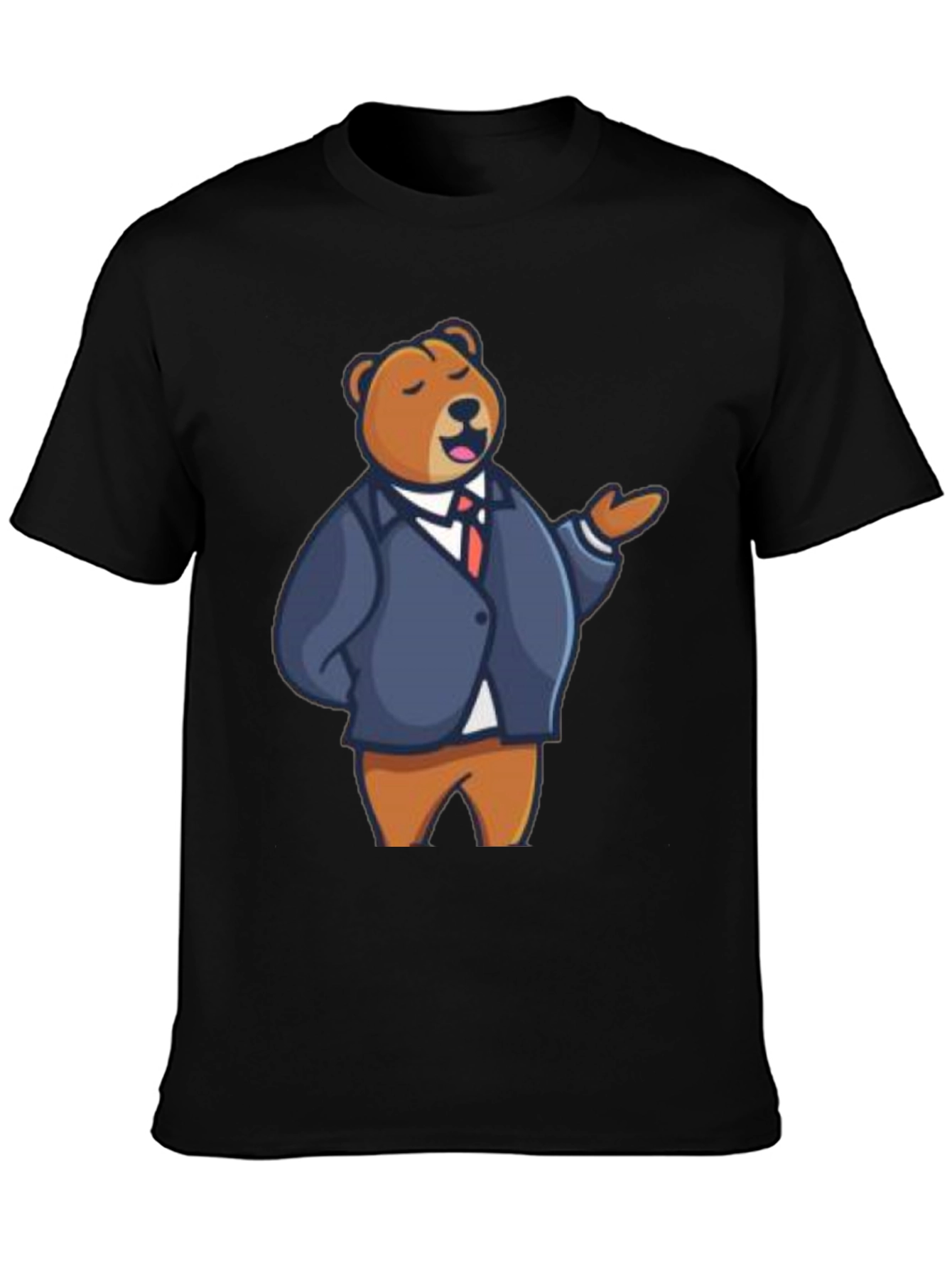 Bear in Suit Graphic Tee - Black T-Shirt