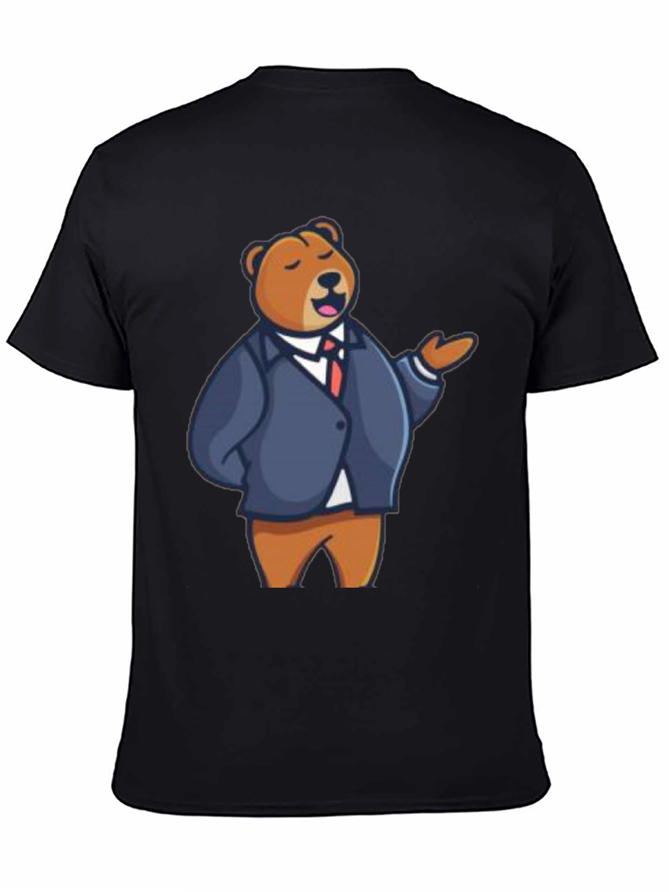 Bear in Suit Graphic Tee - Black T-Shirt