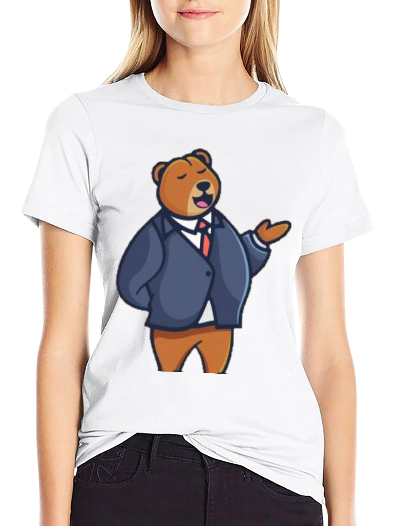 Bear in Suit Graphic Tee - Black T-Shirt