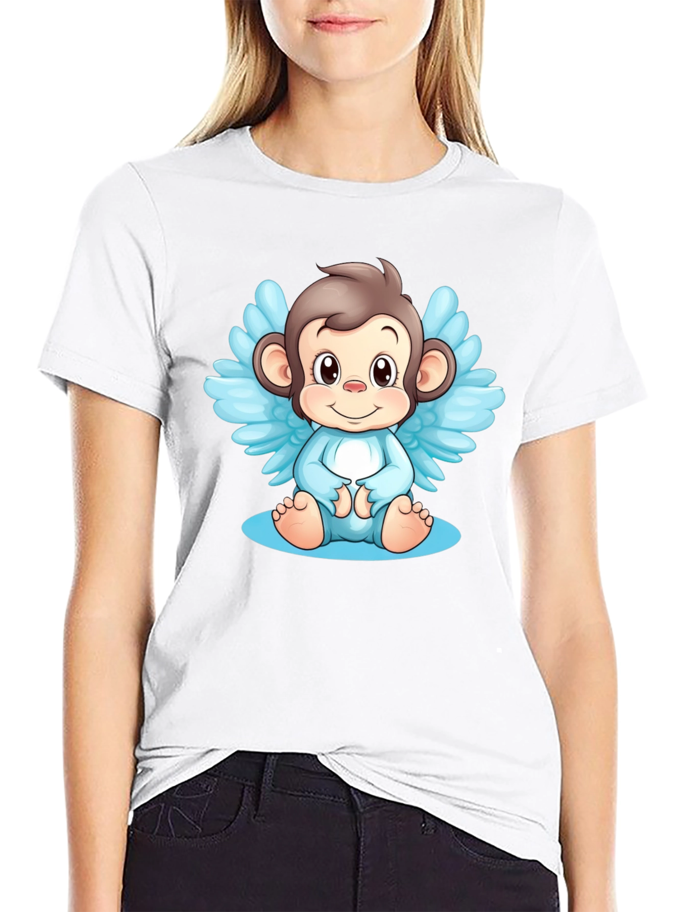 Angel Monkey Graphic Tee - Black
