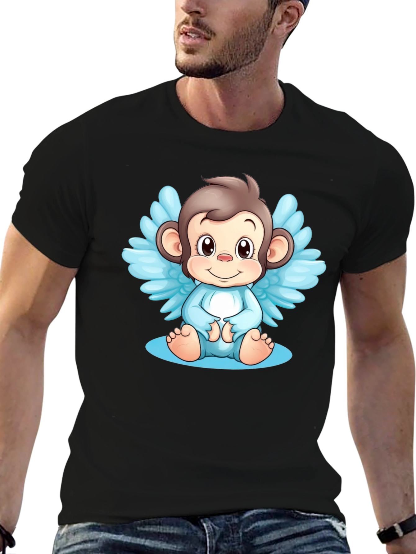 Angel Monkey Graphic Tee - Black